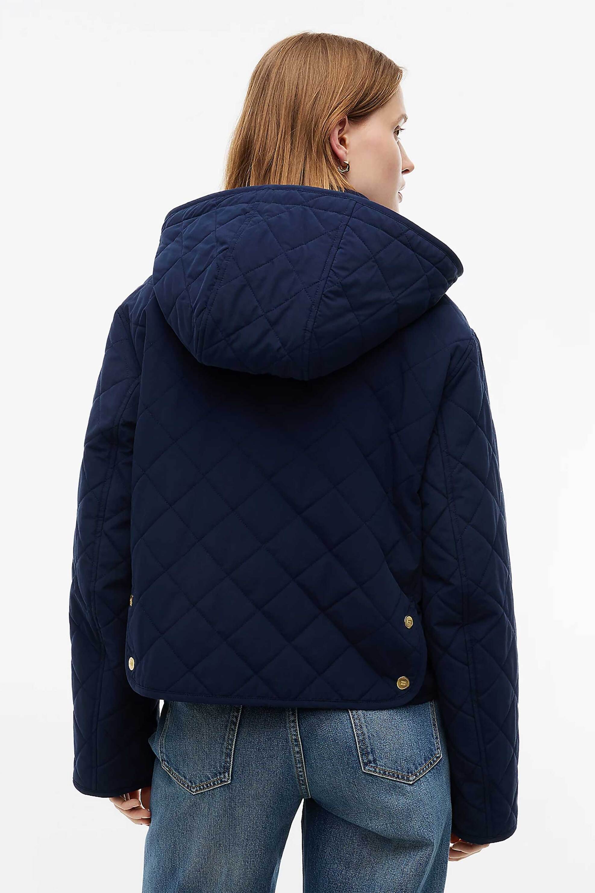 Tommy Hilfiger Γυναικείο Jacket Καπιτονέ με Κουκούλα Και Κεντημένο Λογότυπο Regular Fit - Ww0Ww51512 Μπλε Σκούρο
