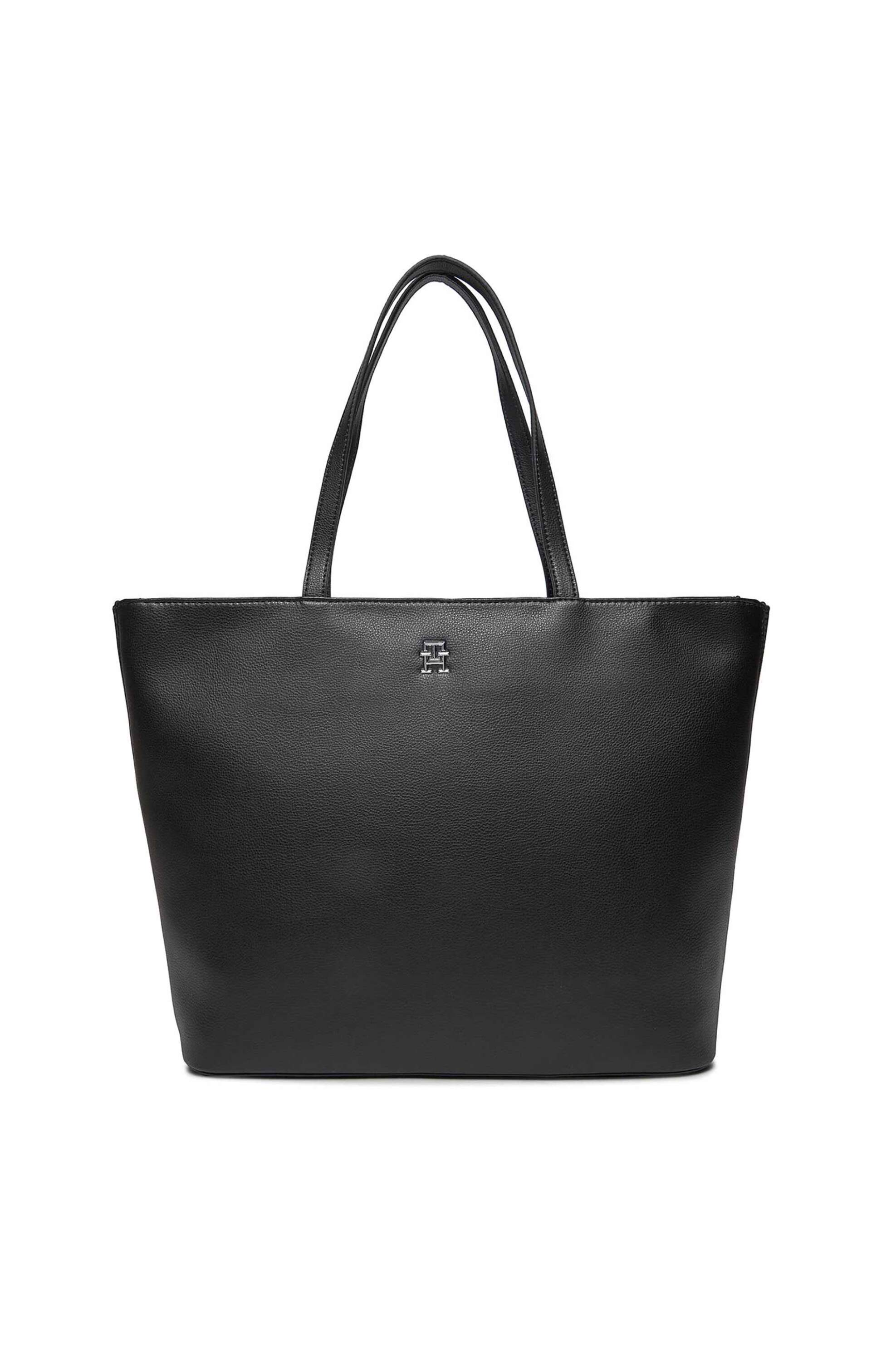 Γυναίκα > ΤΣΑΝΤΕΣ > Τσάντες Ώμου & Shopper Bags Tommy Hilfiger γυναικεία τσάντα tote faux leather με μεταλλικό λογότυπο - AW0AW15720 Μαύρο