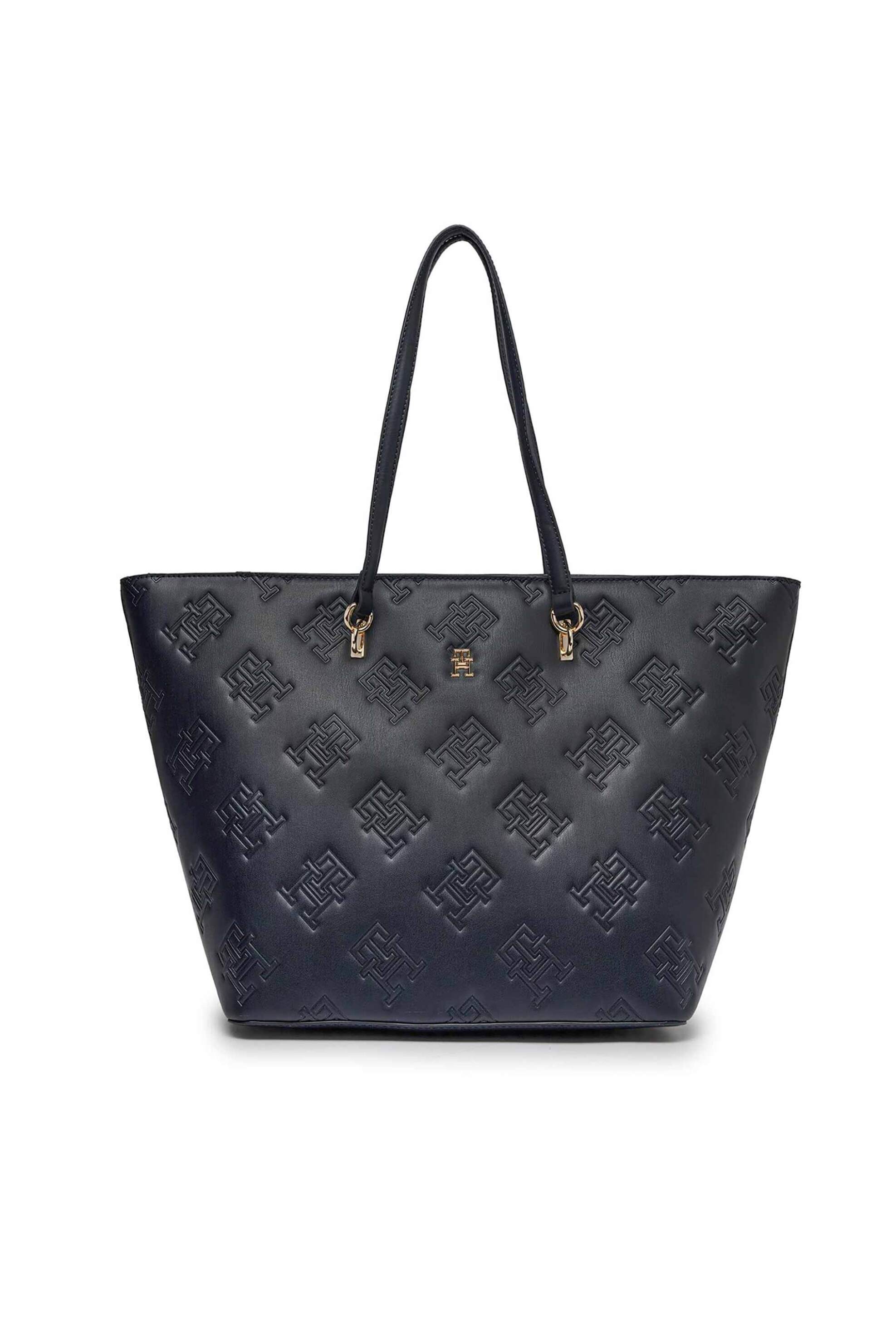 Γυναίκα > ΤΣΑΝΤΕΣ > Τσάντες Ώμου & Shopper Bags Tommy Hilfiger γυναικεία τσάντα tote faux leather με all-over ανάγλυφο monogram logo - AW0AW15726 Σκούρο Μπλε