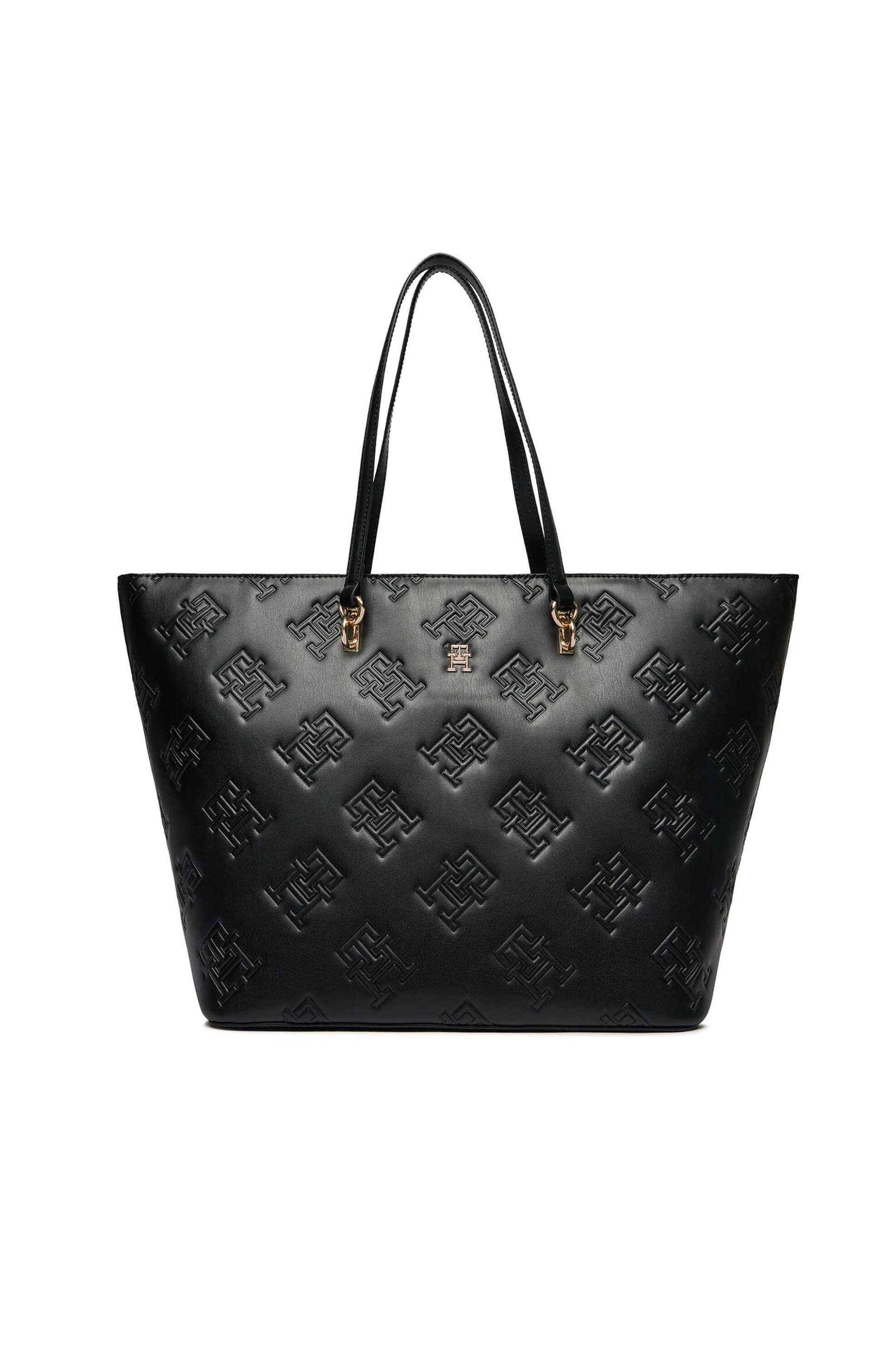 Γυναίκα > ΤΣΑΝΤΕΣ > Τσάντες Ώμου & Shopper Bags Tommy Hilfiger γυναικεία τσάντα tote faux leather με all-over ανάγλυφο monogram logo - AW0AW15726 Μαύρο