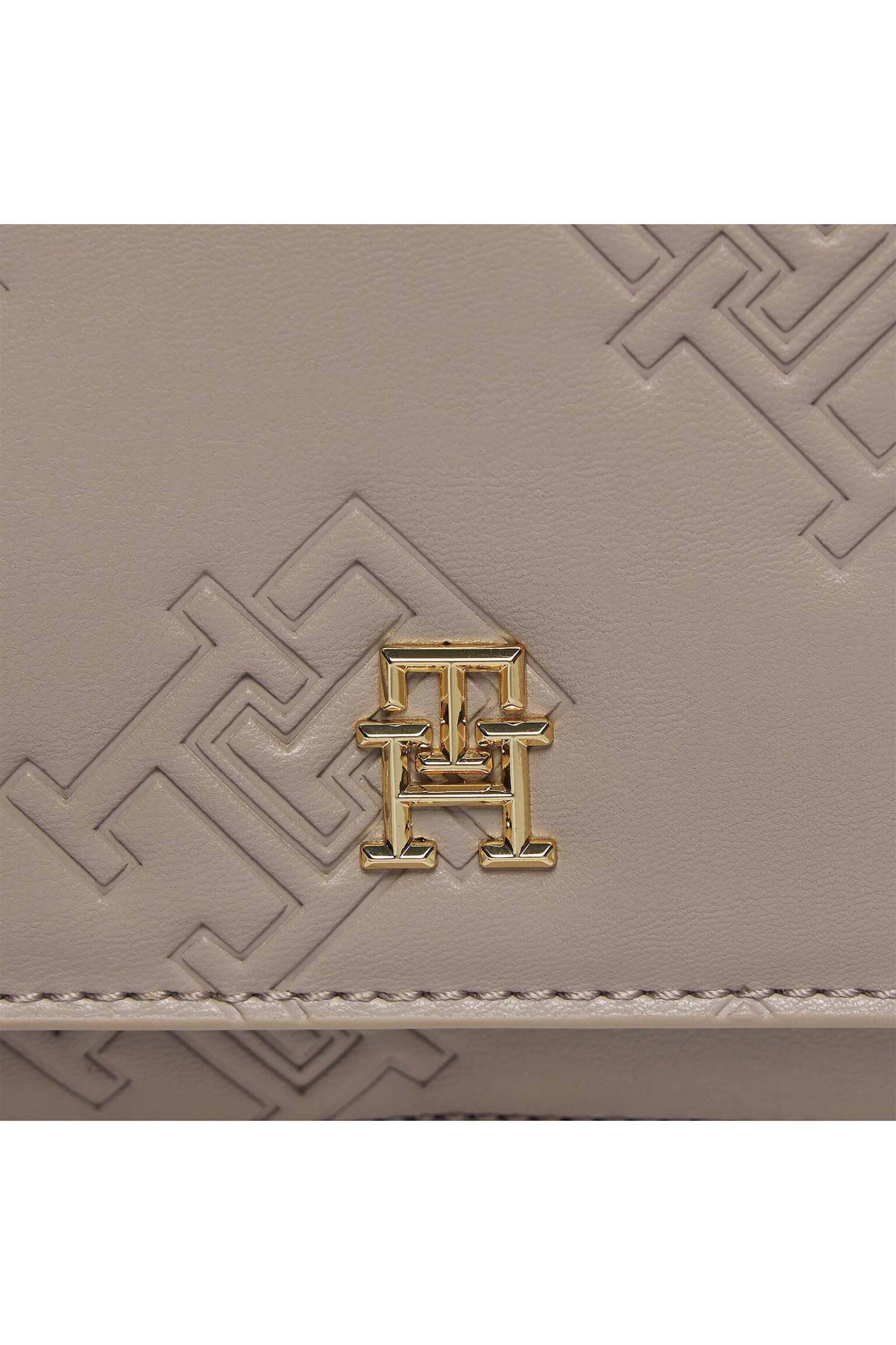 TOMMY HILFIGER Tommy Hilfiger γυναικείο mini bag crossbody με all-over ανάγλυφο monogram logo - AW0AW15727 Μπεζ - 4