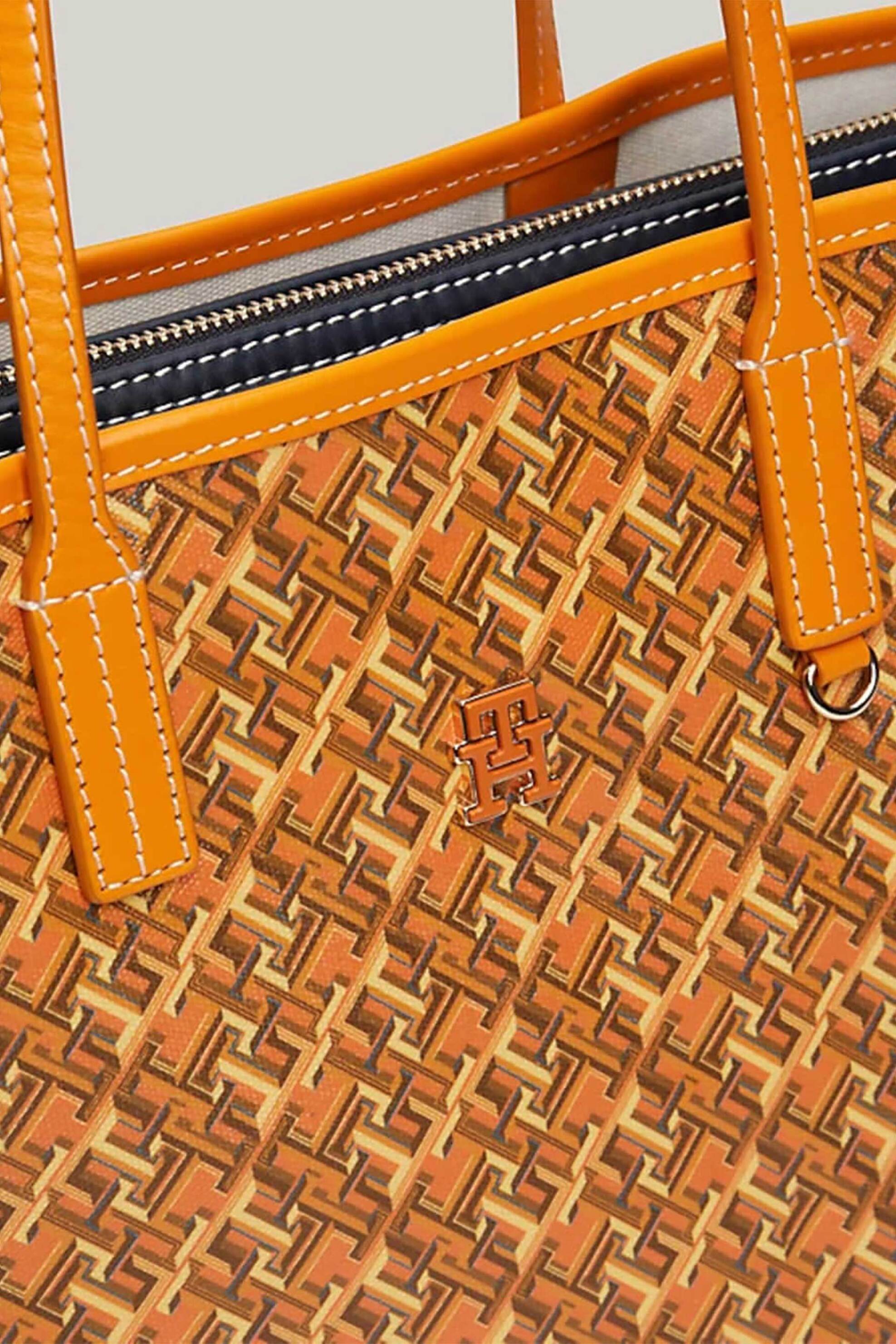 Tommy Hilfiger γυναικεία τσάντα tote με αποσπώμενη θήκη laptop και all-over monogram motif - AW0AW15971 Πορτοκαλί φωτογραφία