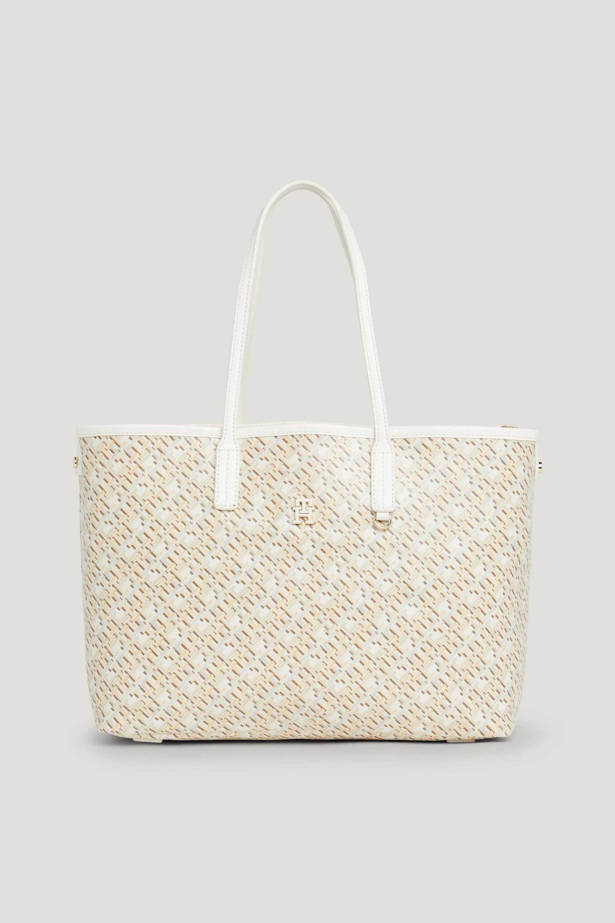 Tommy Hilfiger γυναικεία τσάντα tote με αποσπώμενη θήκη laptop και all-over monogram motif - AW0AW15971 Μπεζ