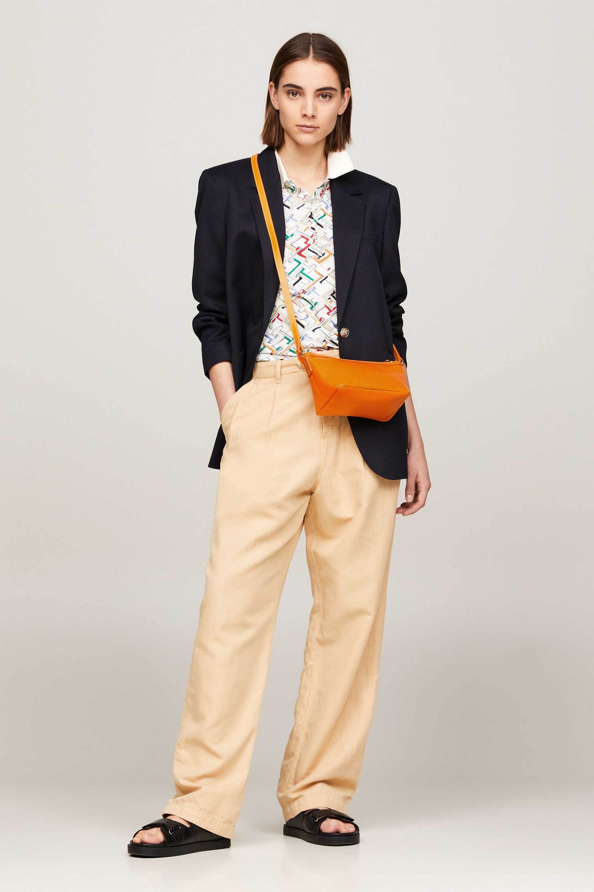Tommy Hilfiger Γυναικεία Δερμάτινη Τσάντα Crossbody Μονόχρωμη - Aw0Aw16199 Πορτοκαλί