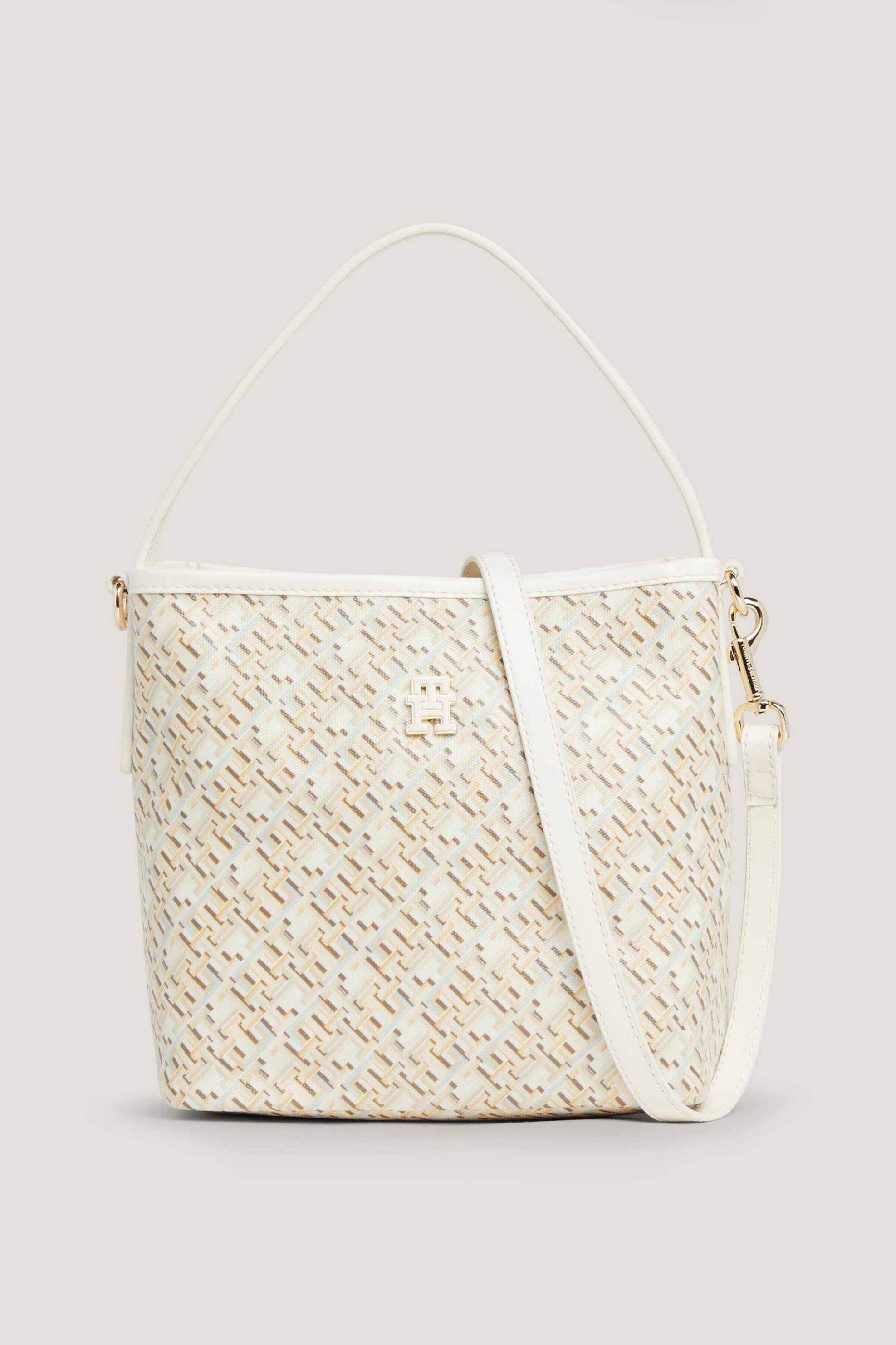 TOMMY HILFIGER Tommy Hilfiger γυναικεία τσάντα bucket με all-over monogram motif - AW0AW16200 Μπεζ
