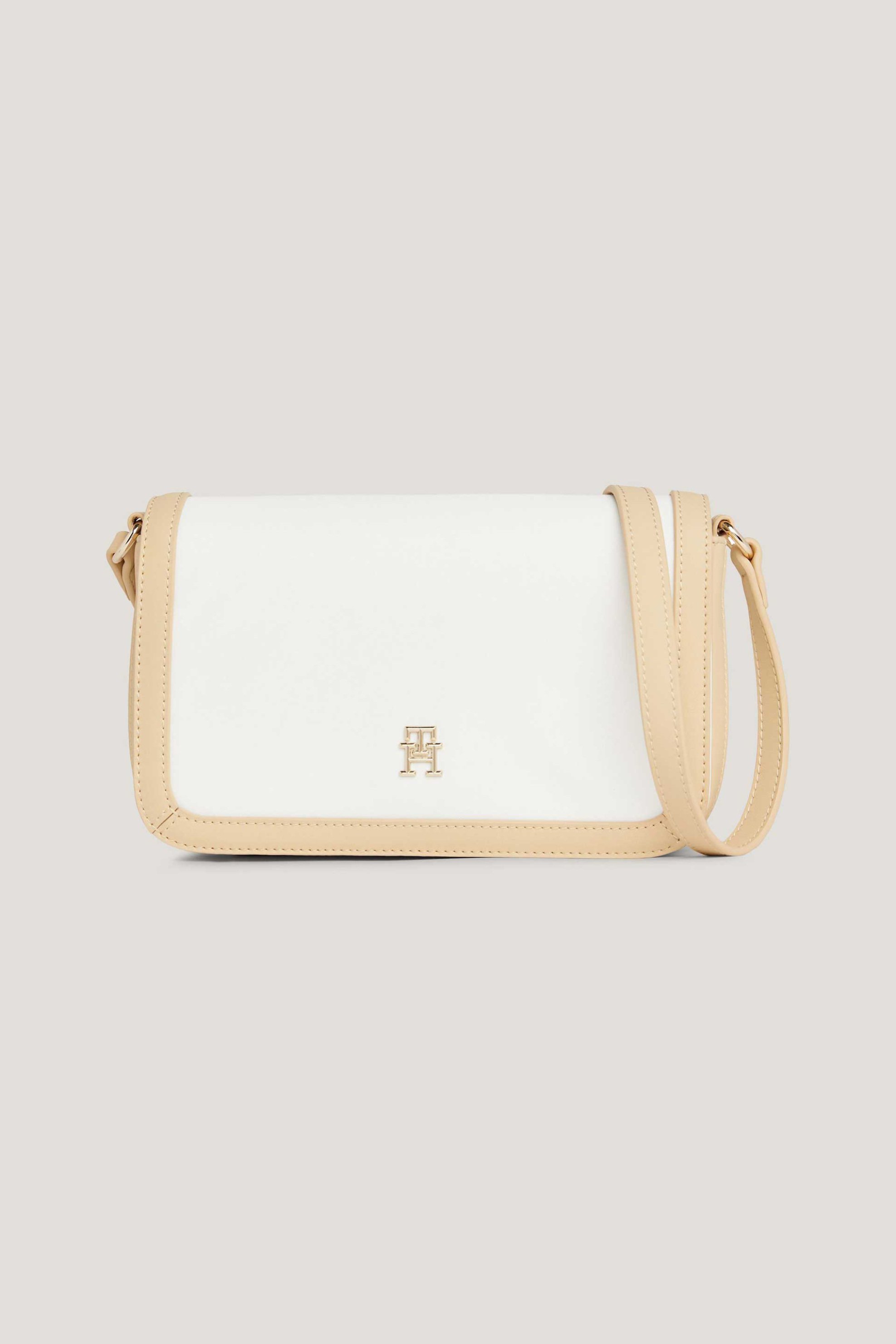 Tommy Hilfiger γυναικεία τσάντα crossbody με colour block σχέδιο και μεταλλικό μονόγραμμα - AW0AW16417 Λευκό