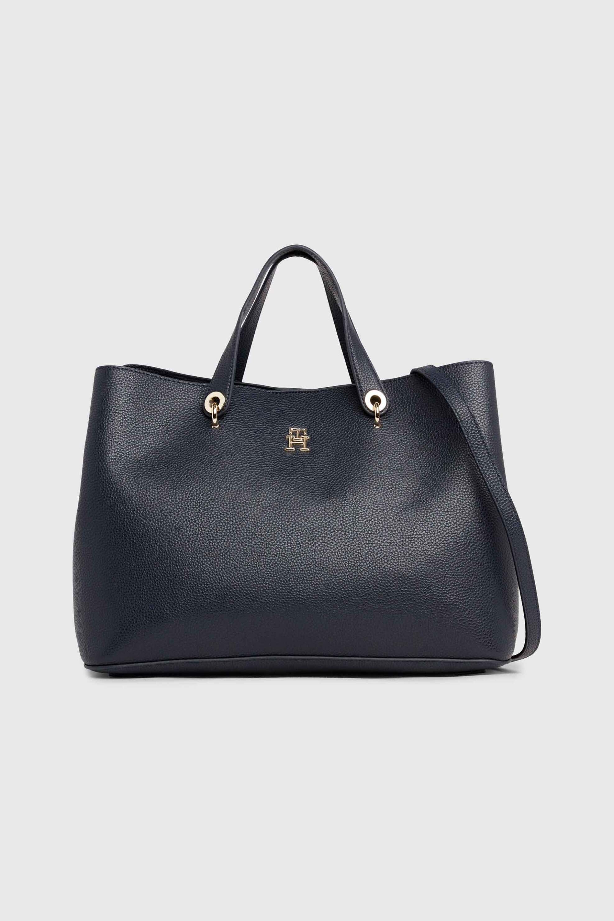 TOMMY HILFIGER Tommy Hilfiger γυναικεία τσάντα χειρός με μεταλλικό monogram - AW0AW15177