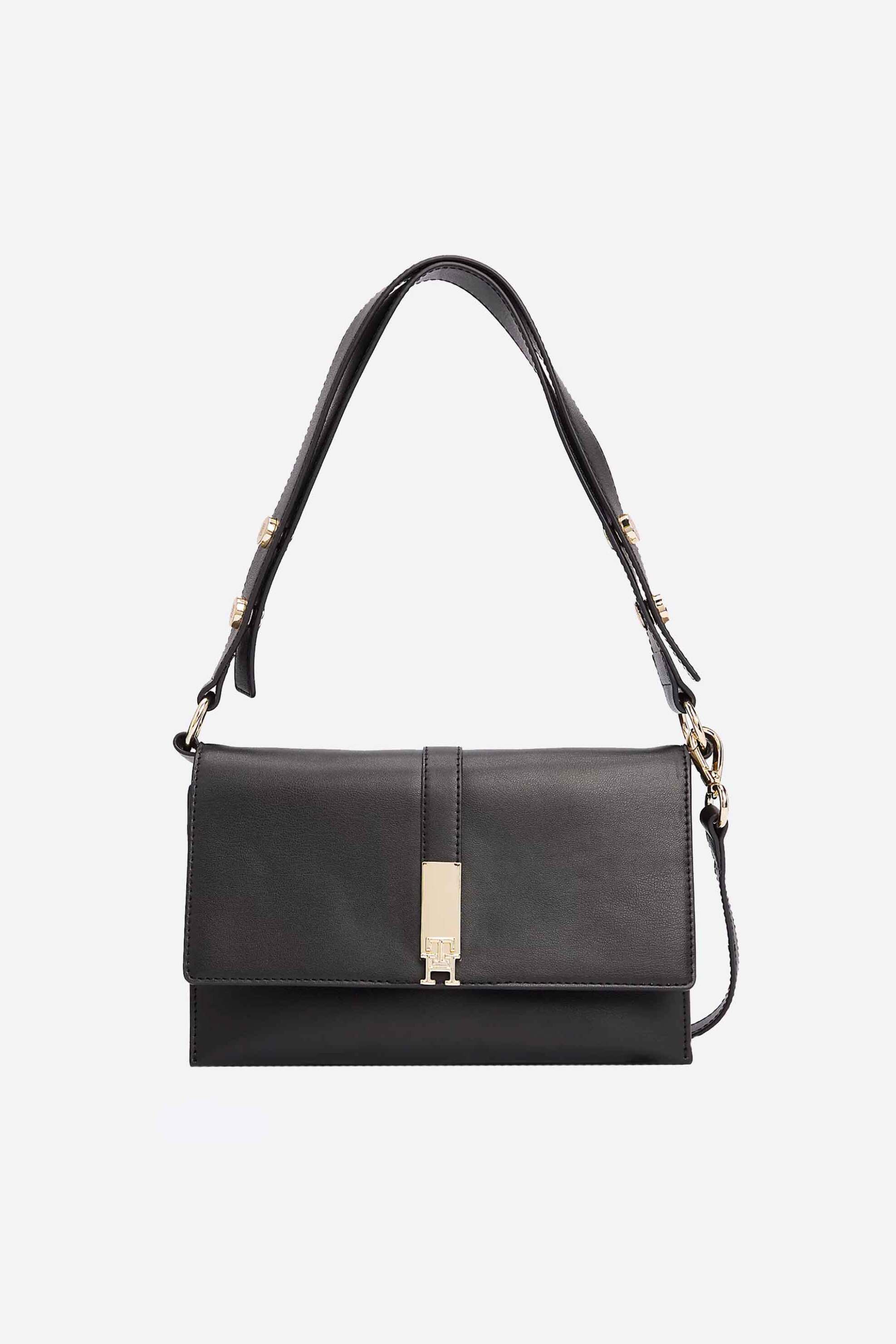 Tommy Hilfiger γυναικεία τσάντα ώμου με μεταλλικό logo "Heritage" - AW0AW16893 Μαύρο
