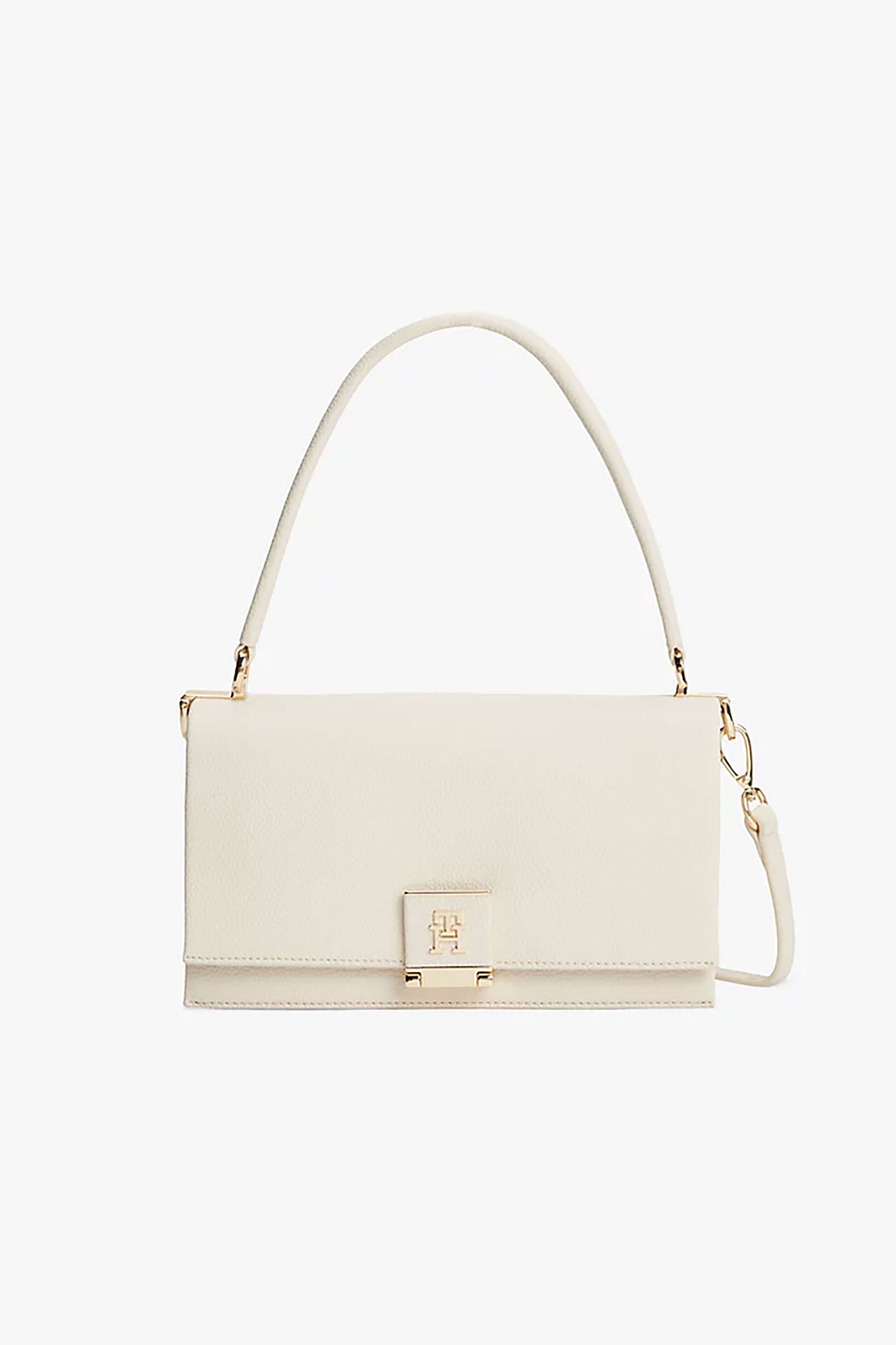 Tommy Hilfiger γυναικεία τσάντα crossbody με μεταλλικό monogram "Her" - AW0AW17216 Κρέμ