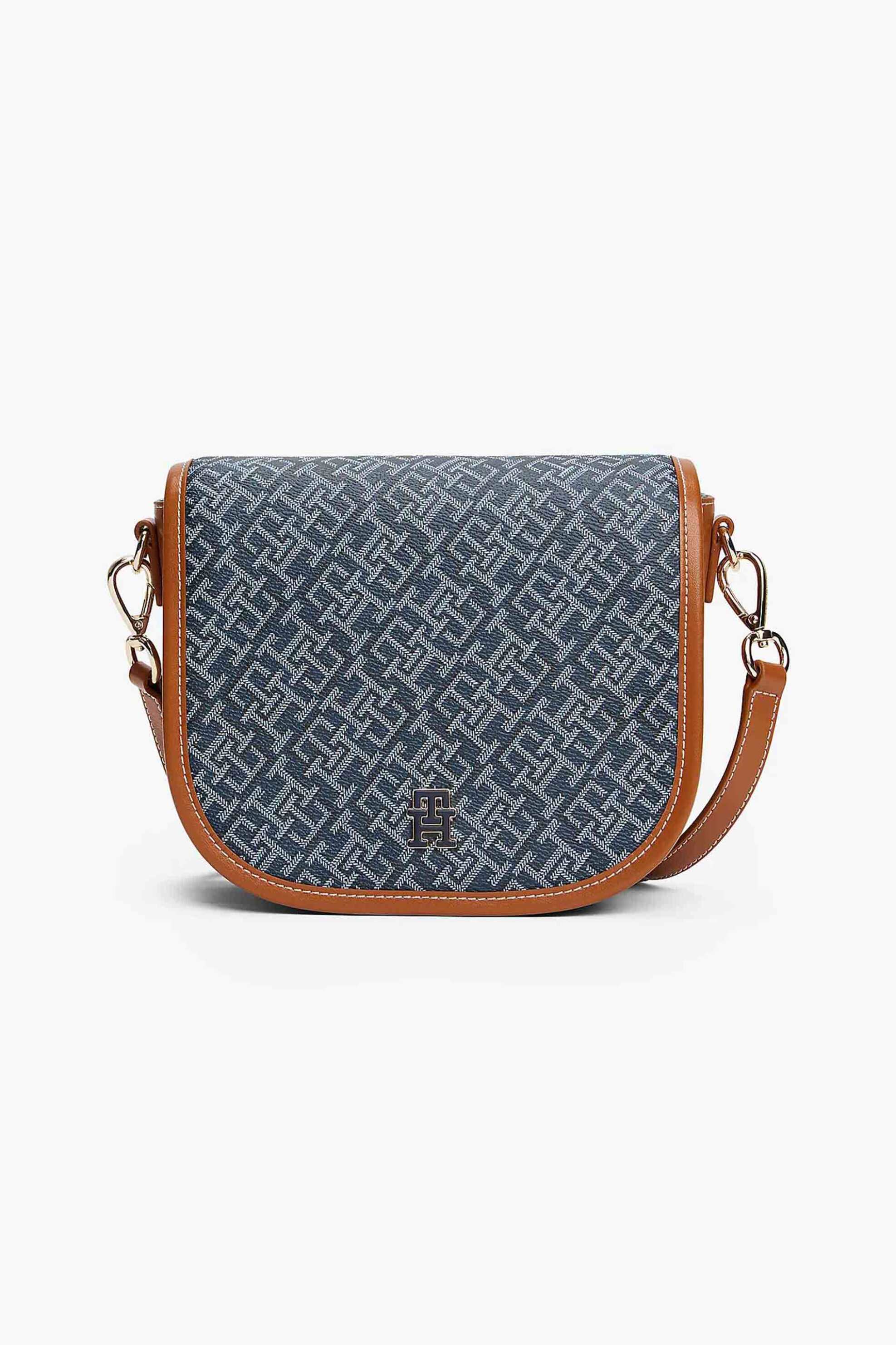 Tommy Hilfiger γυναικεία τσάντα crossbody με all-over monogram pattern και μεταλλικό monogram "Monoplay" - AW0AW17414 Σκούρο Μπλε