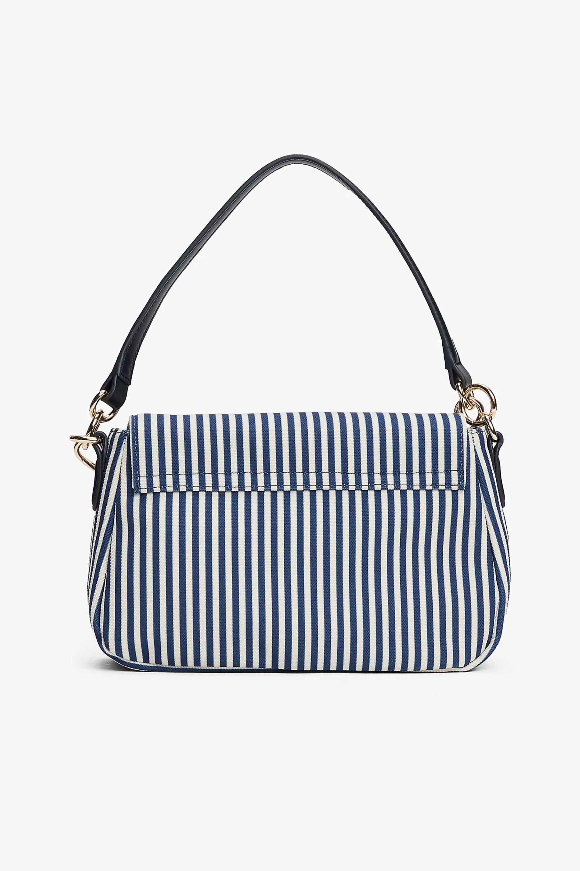 Tommy Hilfiger γυναικεία τσάντα ώμου/crossbody με ριγέ σχέδιο και μεταλλικό monogram "Poppy Summer" - AW0AW17166 Μπλε Σκούρο φωτογραφία