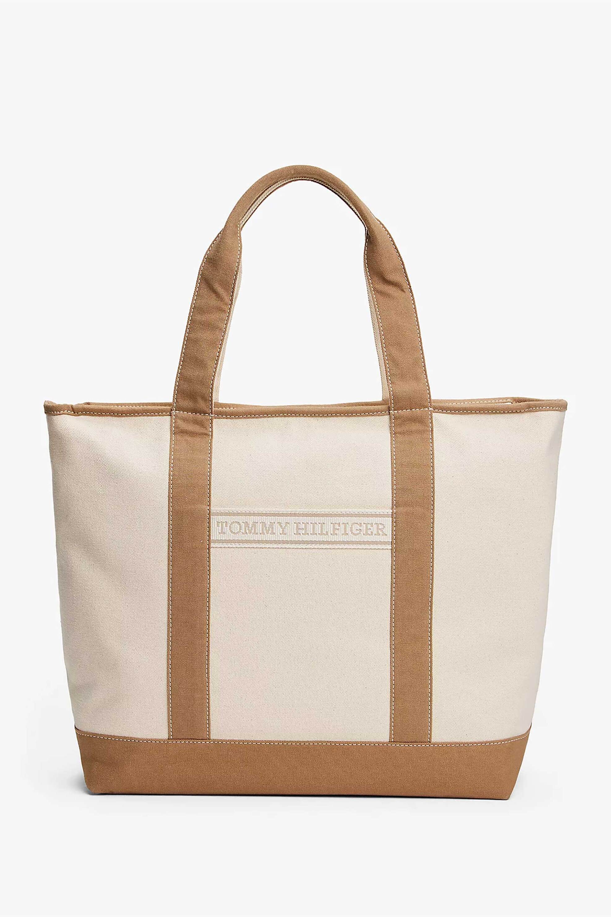 Tommy Hilfiger γυναικεία τσάντα tote με λογότυπο "Summer Canvas" - AW0AW17421 Καμηλό
