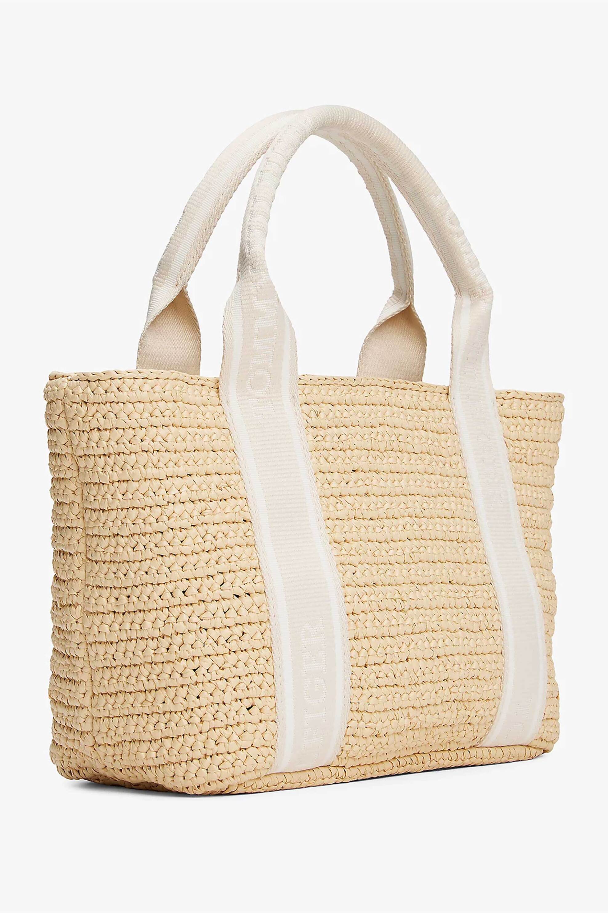 TOMMY HILFIGER Tommy Hilfiger γυναικεία ψάθινη τσάντα mini tote με μεταλλικό monogram "Spring Logo" - AW0AW17199 Μπεζ - 2