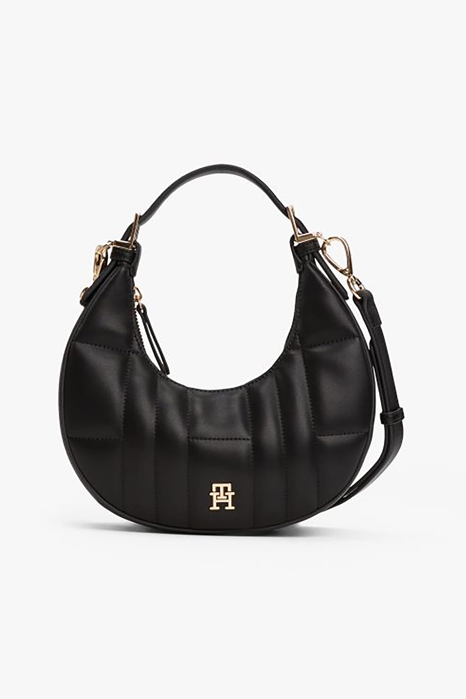 Tommy Hilfiger τσάντα ώμου με καπιτονέ σχέδιο και μεταλλικό monogram "Feminine" - AW0AW17635 Μαύρο