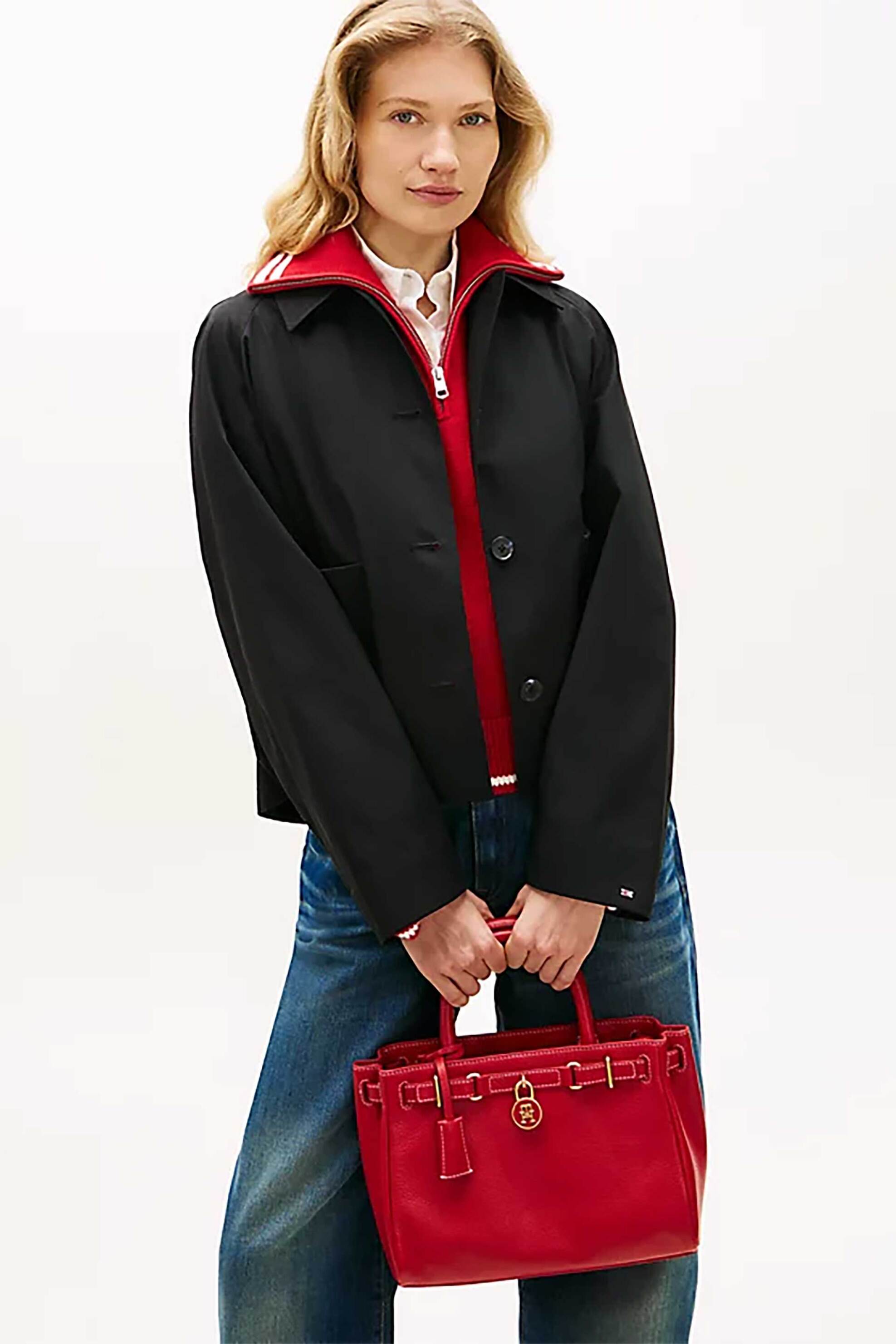 Tommy Hilfiger Γυναικεία Τσάντα Tote με Μεταλλικό Μονόγραμμα American Icon - Aw0Aw17926 Κόκκινο