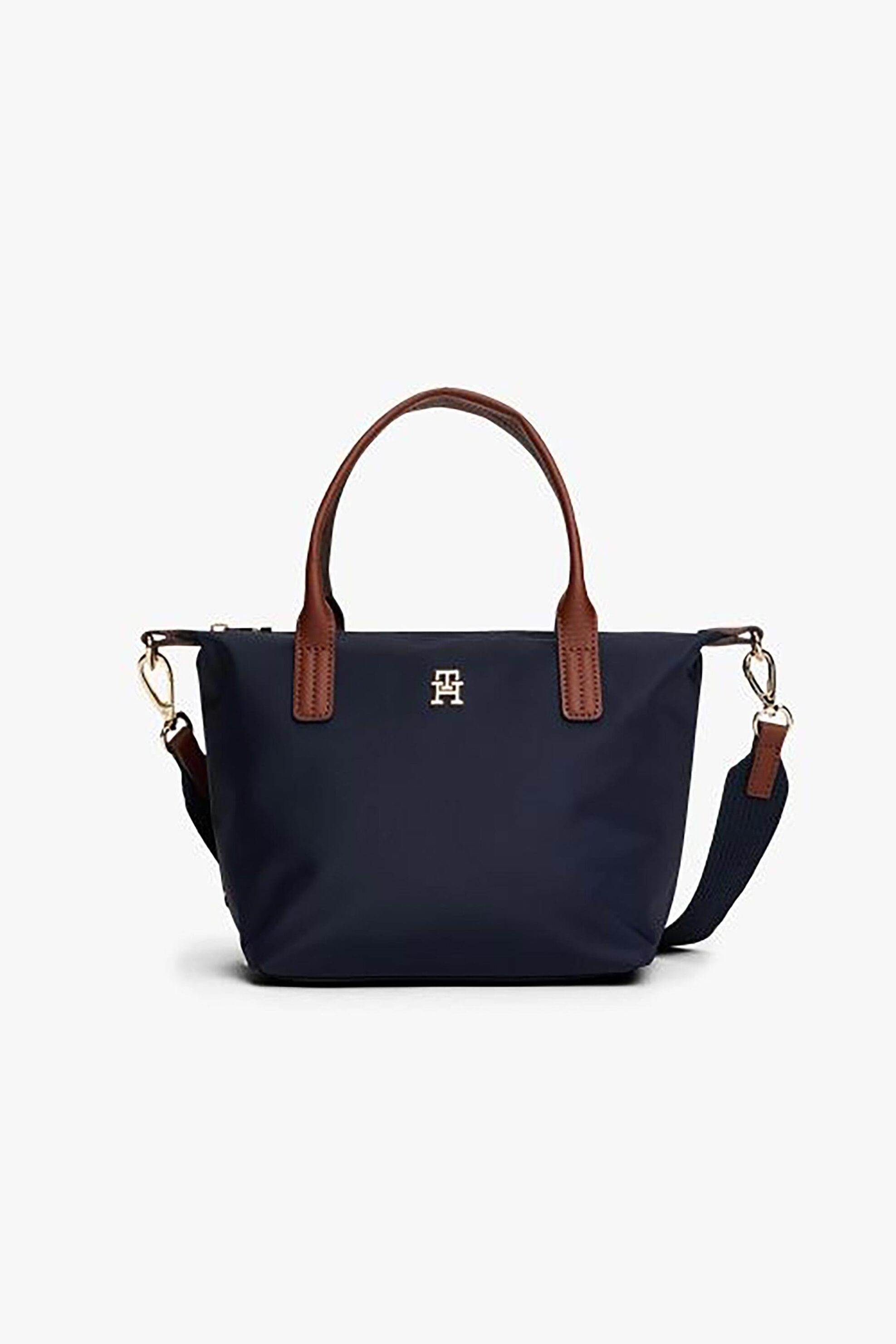 Tommy Hilfiger γυναικεία τσάντα tote με μεταλλικό μονόγραμμα "Popette" - AW0AW17709 Σκούρο Μπλε