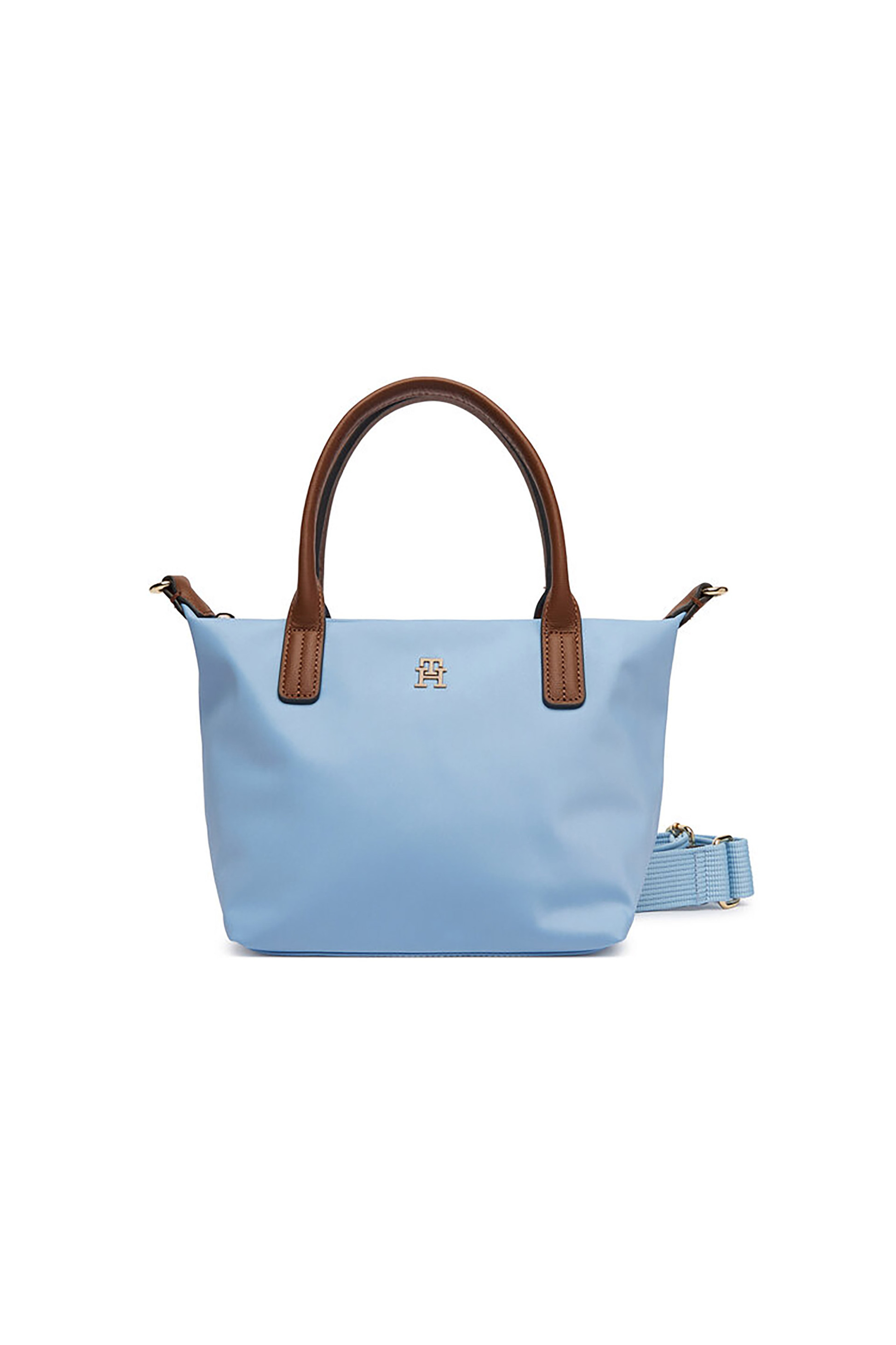 Tommy Hilfiger γυναικεία τσάντα tote με μεταλλικό μονόγραμμα "Popette" - AW0AW17709 Γαλάζιο