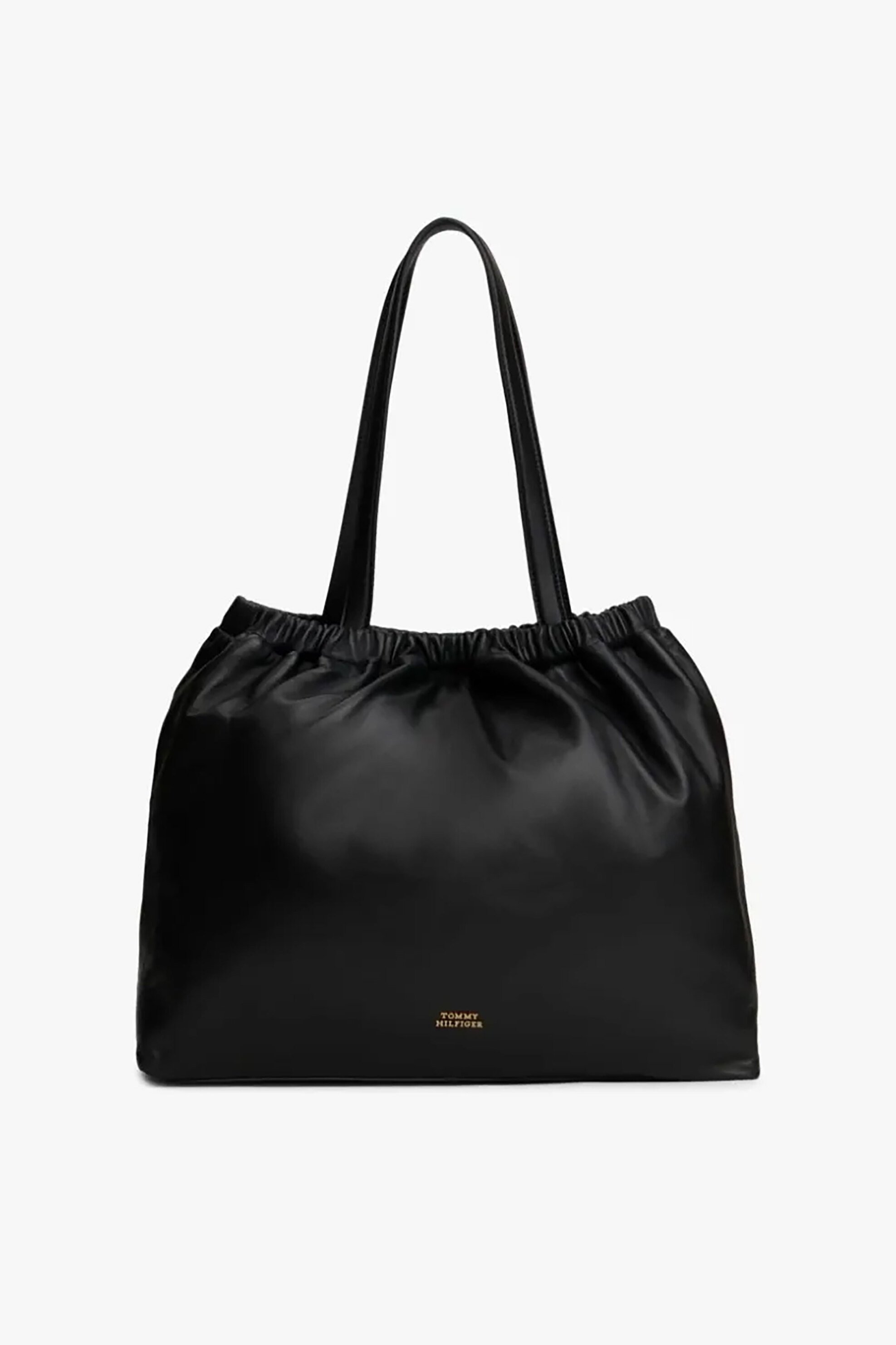 TOMMY HILFIGER Tommy Hilfiger γυναικεία τσάντα tote από μαλακό δέρμα με λογότυπο - AW0AW18308 Μαύρο