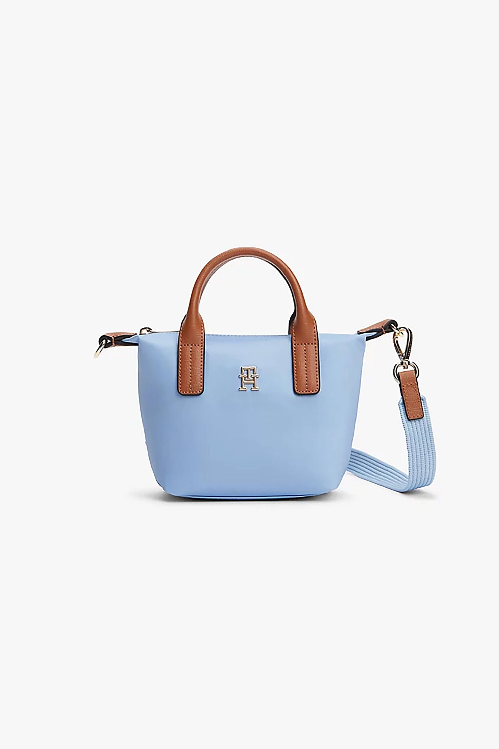 Tommy Hilfiger γυναικεία τσάντα tote με μεταλλικό λογότυπο "TH Monogram" - AW0AW18368 Γαλάζιο