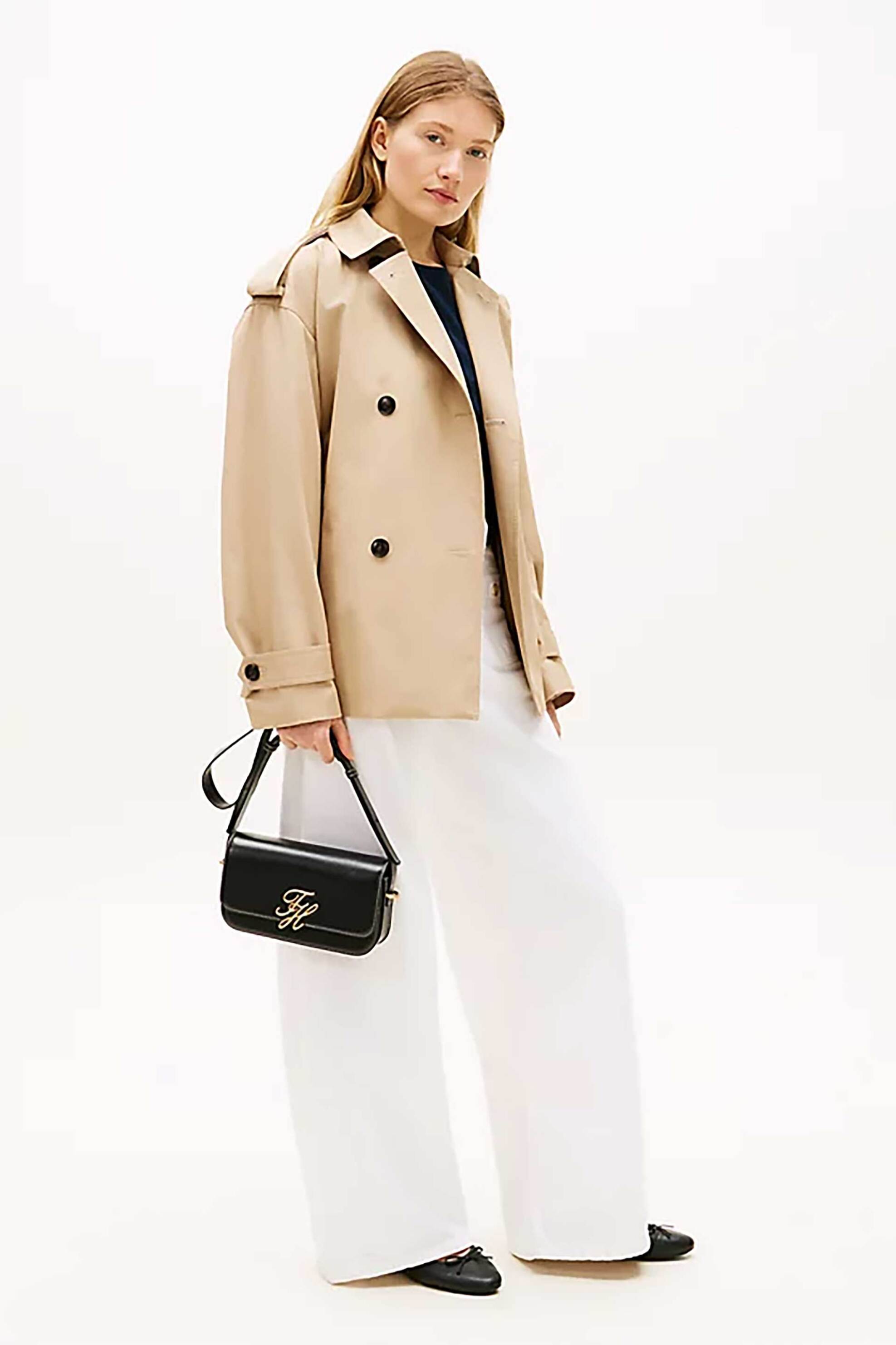 Tommy Hilfiger Γυναικεία Τσάντα Crossbody με Μεταλλικό Monogram Tη Script - Aw0Aw18399 Μαύρο