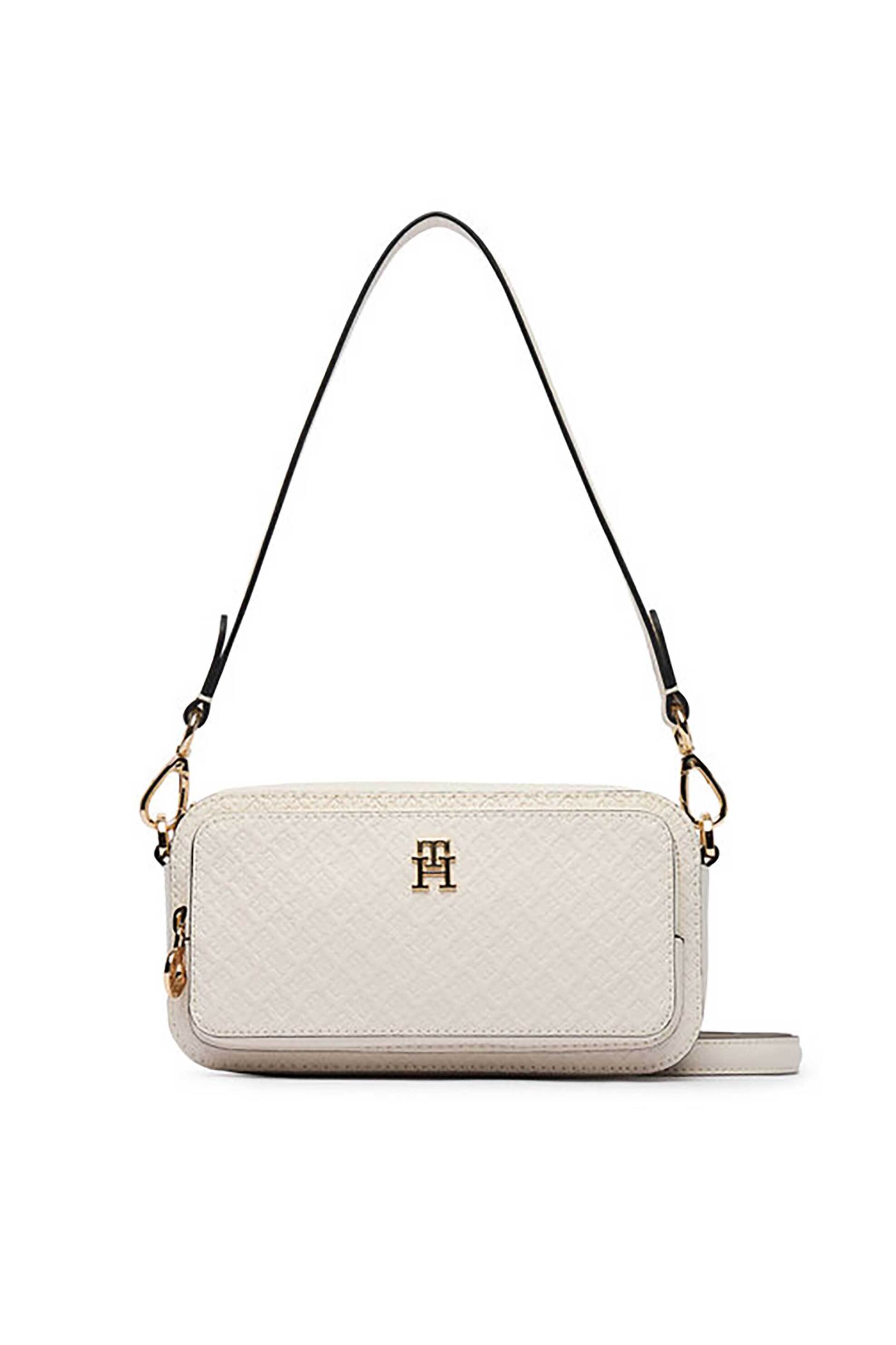 Tommy Hilfiger γυναικεία τσάντα crossbody με μεταλλικό monogram "TH Daily Camera Bag" - AW0AW18414 Εκρού