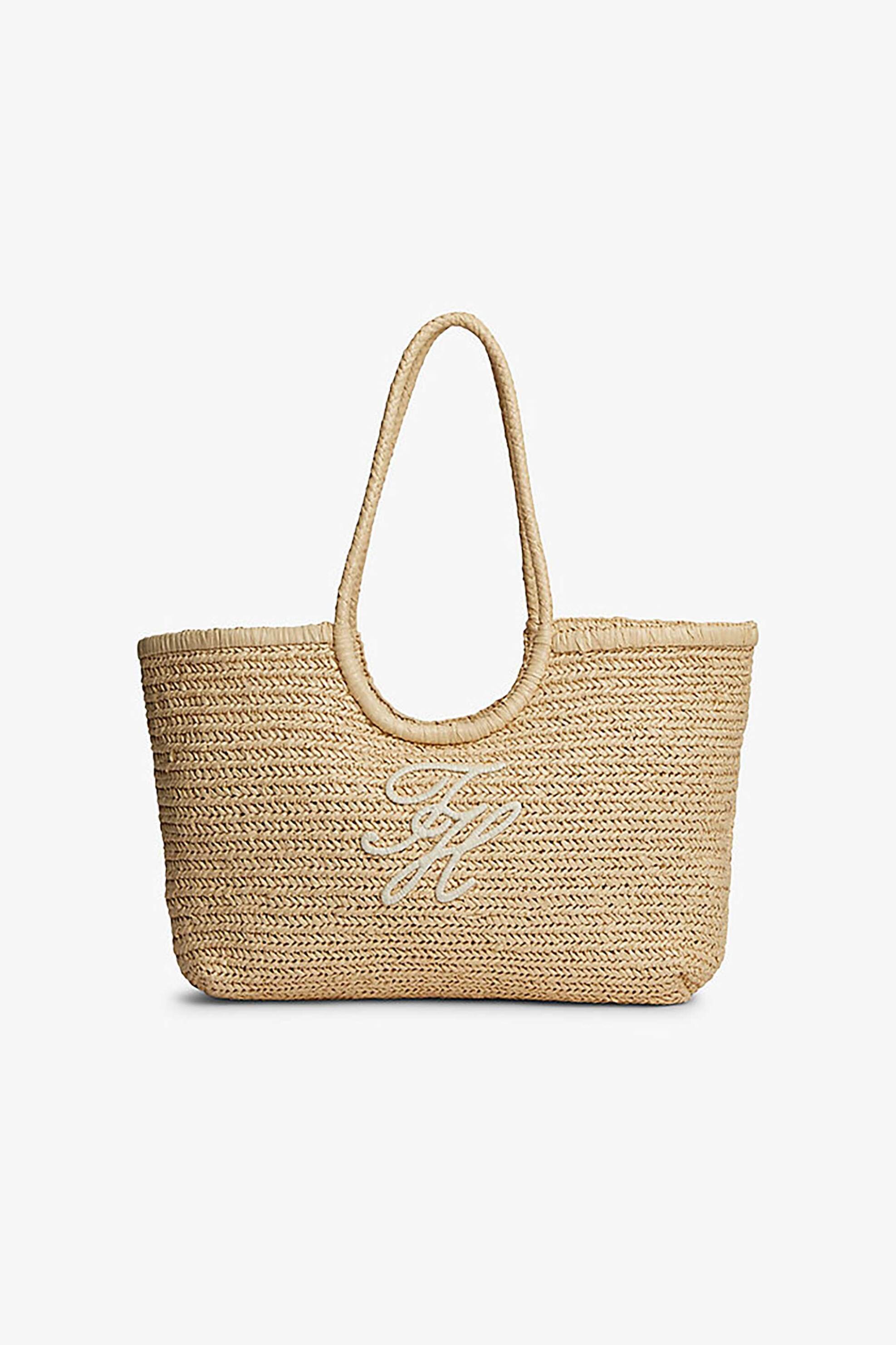 Tommy Hilfiger γυναικεία τσάντα tote με ανάγλυφο monogram "TH Elevated" - AW0AW18536 Μπεζ