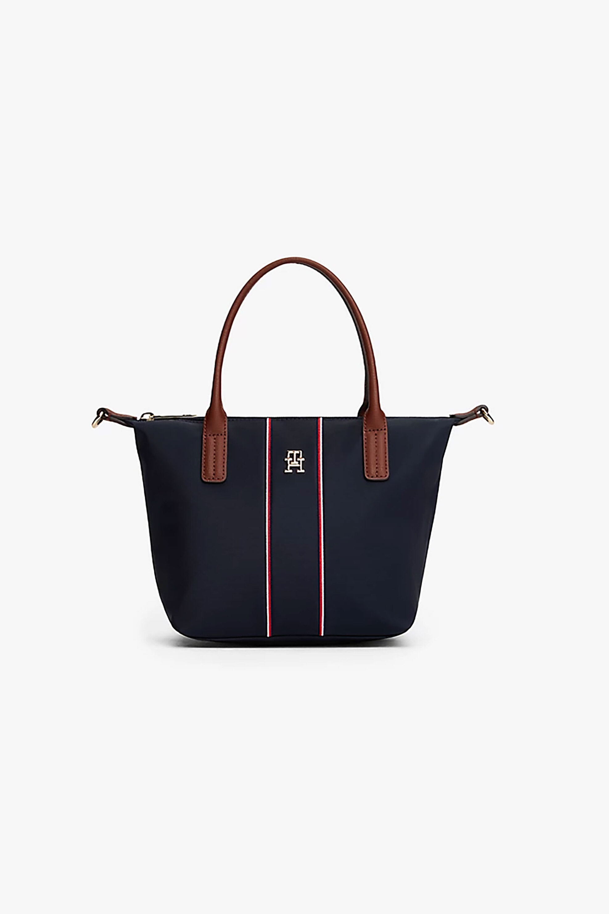 Tommy Hilfiger γυναικεία mini τσάντα tote με μεταλλικό monogram "Popette" - AW0AW17707 Σκούρο Μπλε