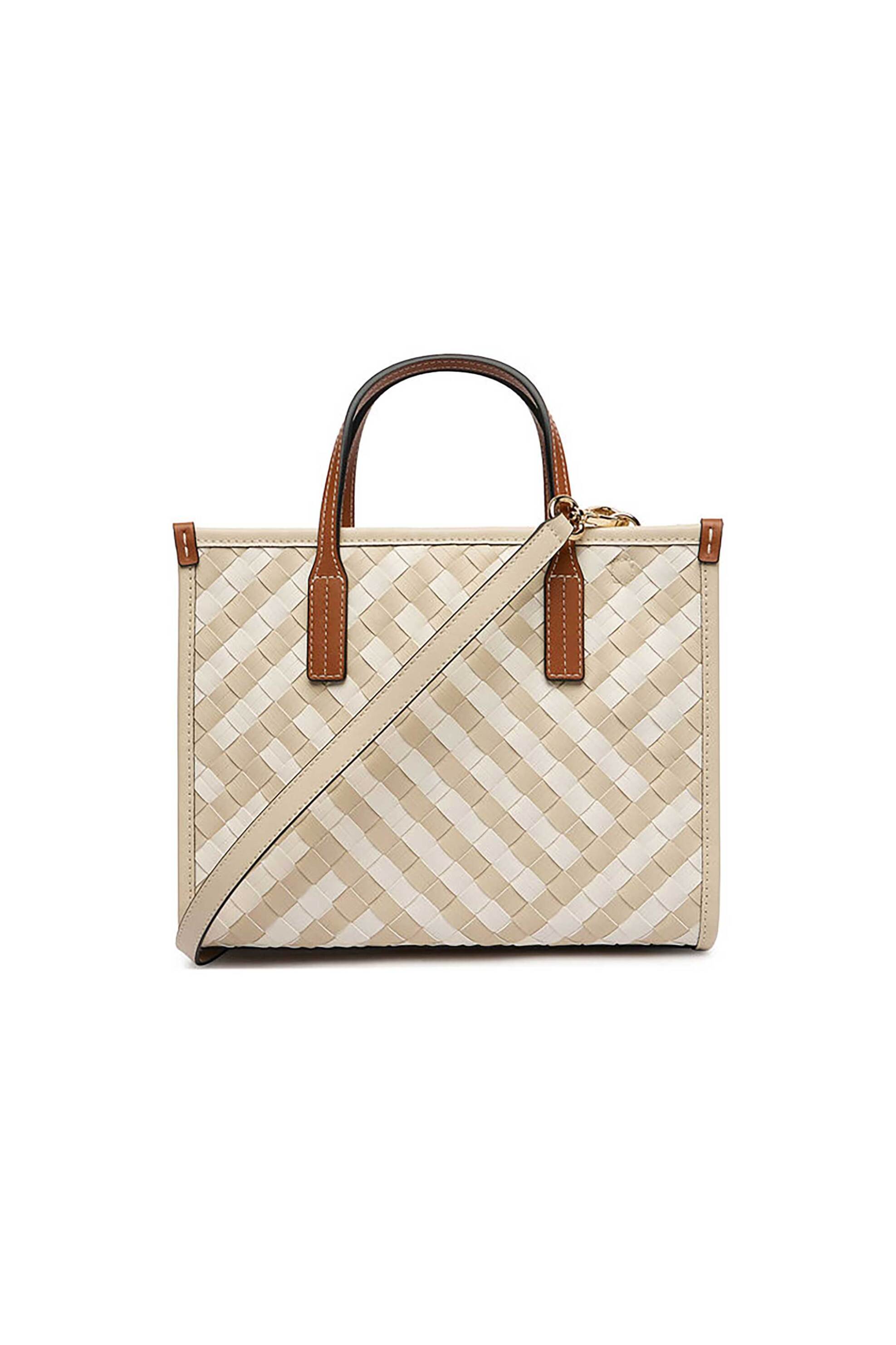 Tommy Hilfiger γυναικείο mini bag tote με μεταλλικό monogram και πλεκτό σχέδιο "TH City" - AW0AW18393 Λευκό φωτογραφία