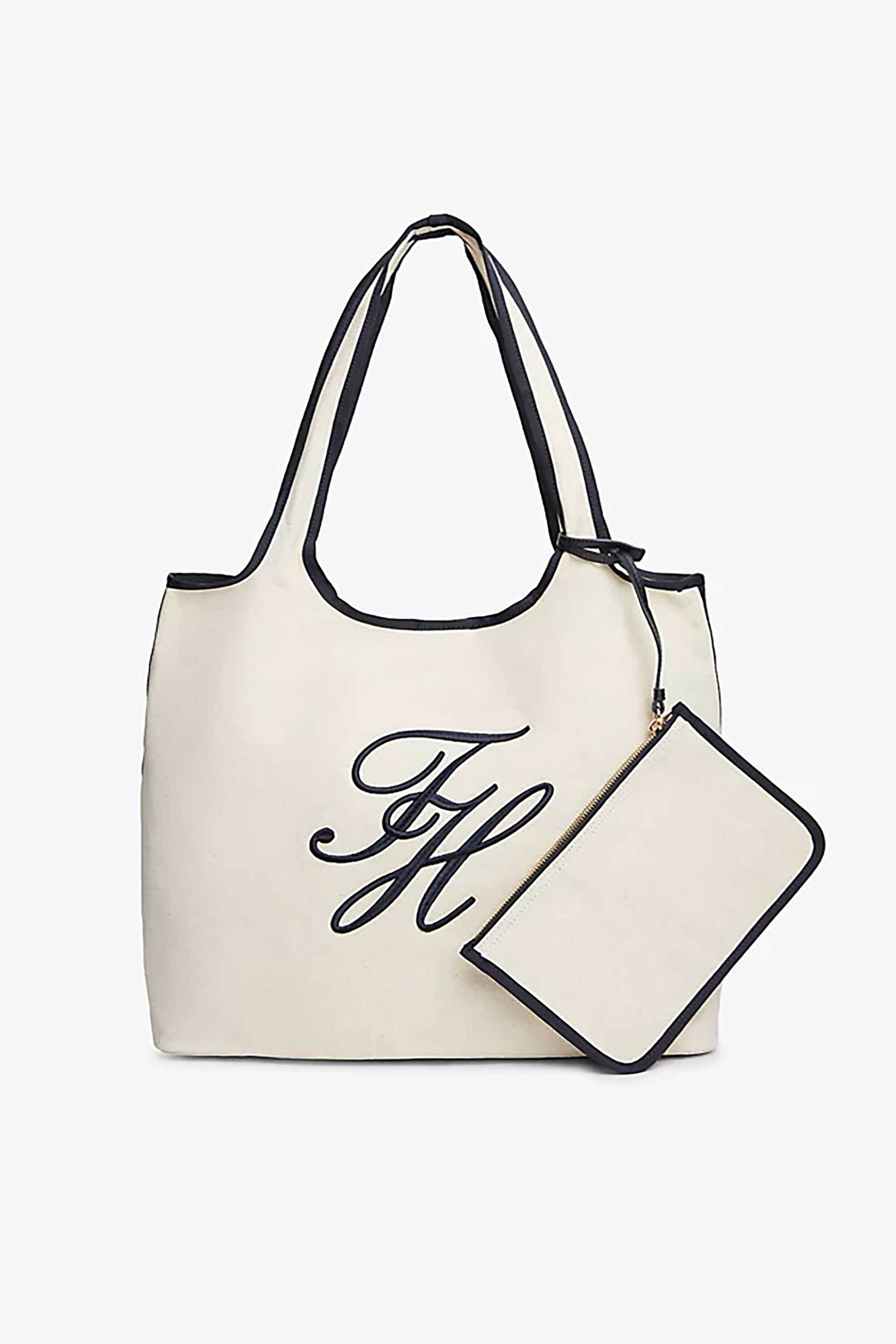Tommy Hilfiger γυναικεία τσάντα tote/παραλίας με ανάγλυφο monogram "TH Summer" - AW0AW18398 Σκούρο Μπλε