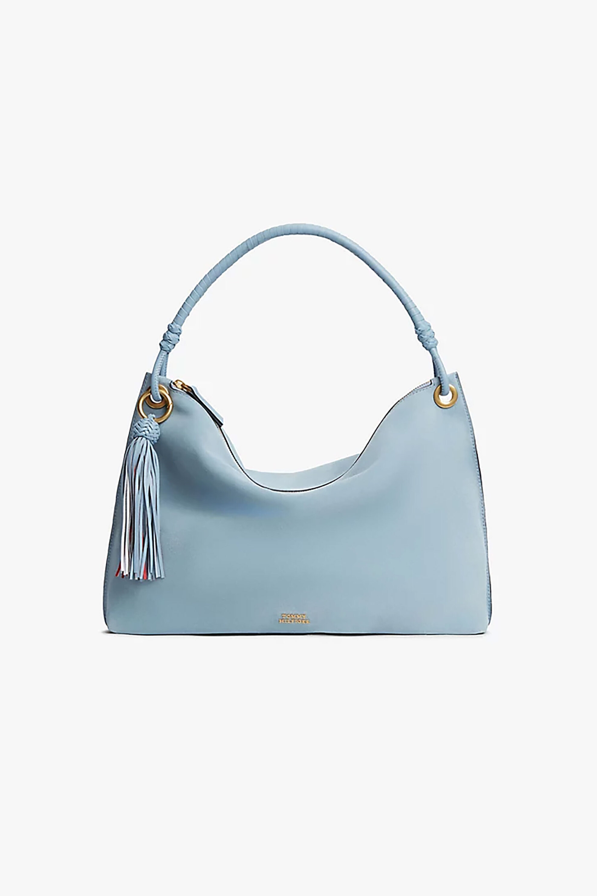 Tommy Hilfiger γυναικεία τσάντα ώμου με μεταλλικό λογότυπο "TH Statement" - AW0AW18402 Γαλάζιο