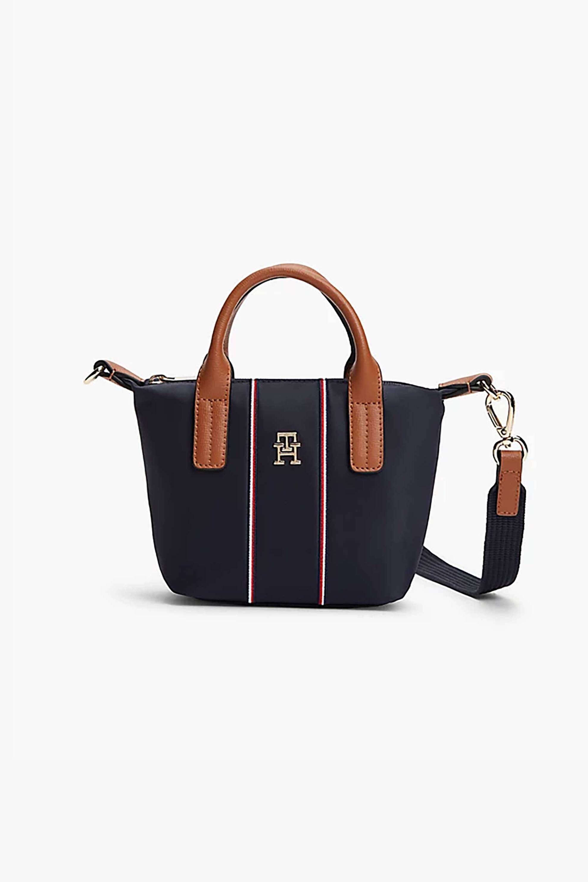 Tommy Hilfiger γυναικεία τσάντα crossbody/χειρός με μεταλλικό monogram "Popette" - AW0AW18552 Σκούρο Μπλε