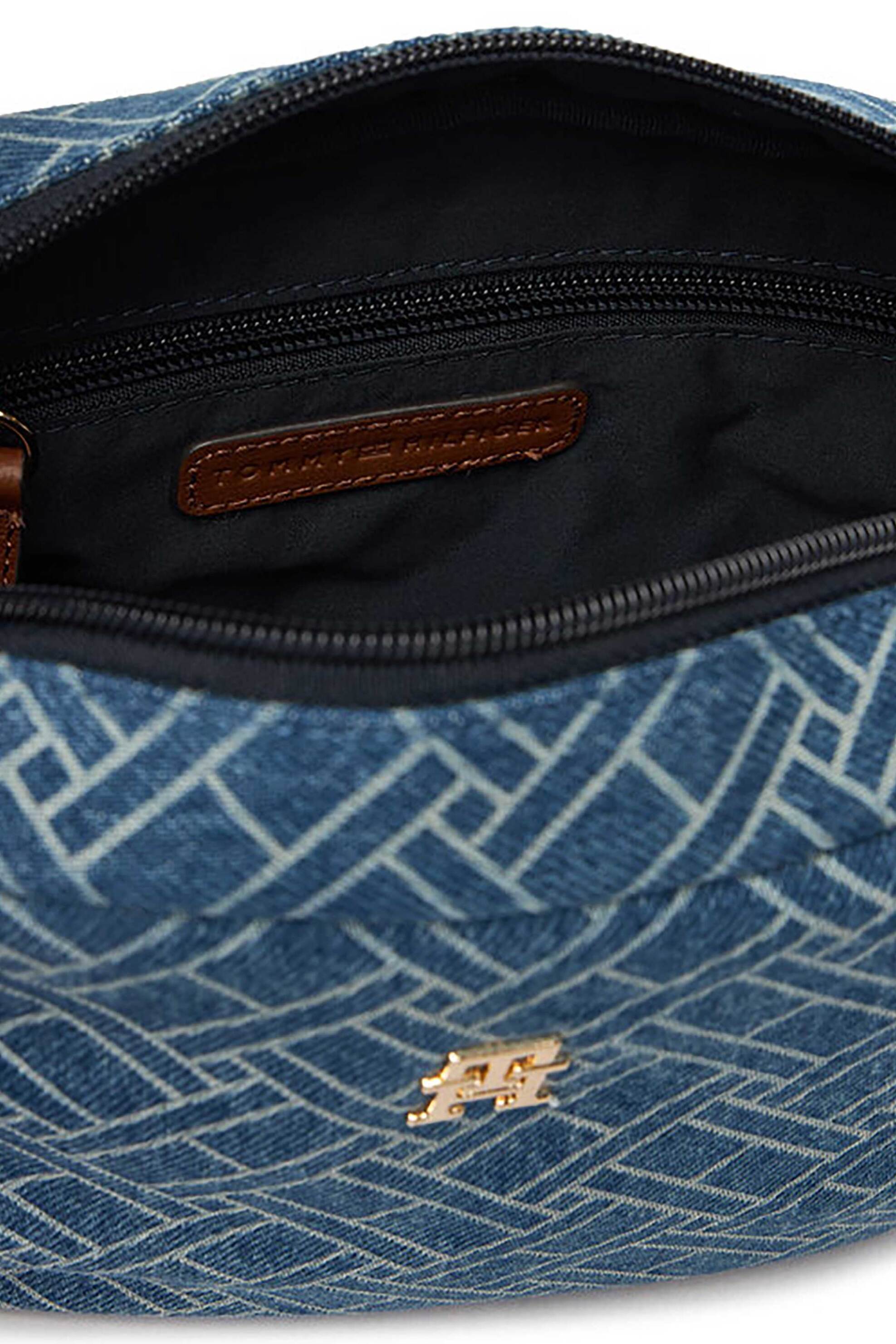 TOMMY HILFIGER Tommy Hilfiger γυναικεία denim τσάντα crossbody με μεταλλικό monogram και γεωμετρικό μοτίβο "Popette" - AW0AW18610 Denim Blue - 3