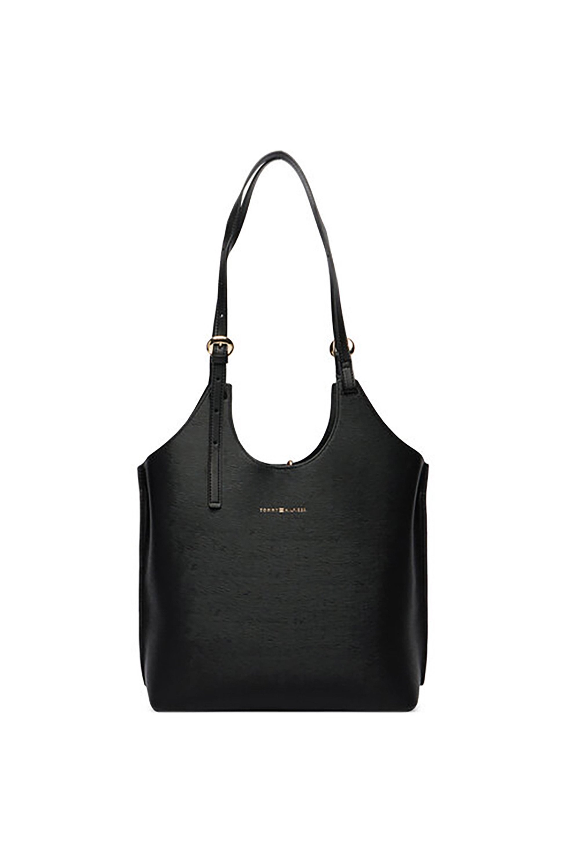 Tommy Hilfiger γυναικεία τσάντα tote με μεταλλικό λογότυπο "TH Monoplay" - AW0AW18618 Μαύρο