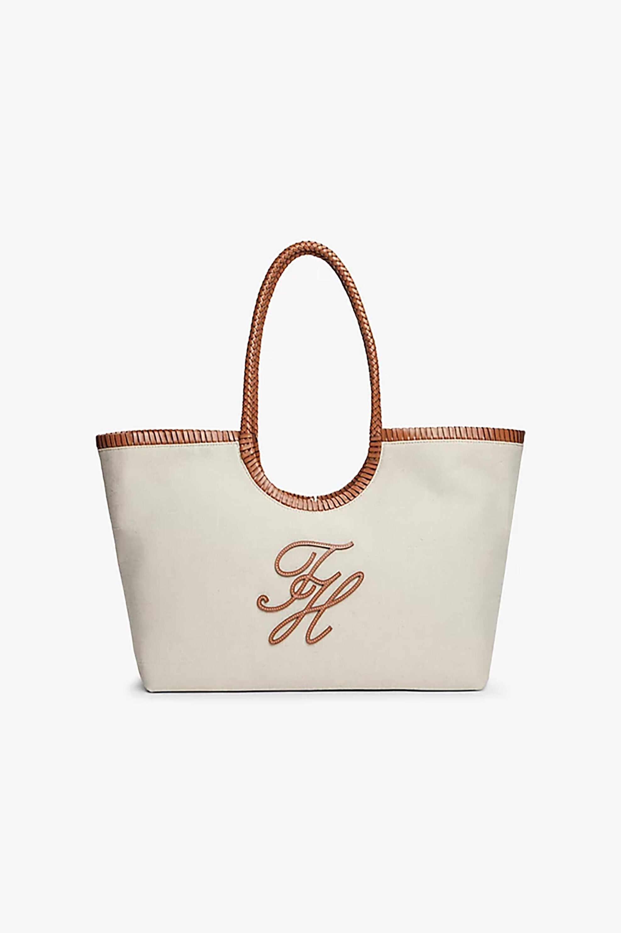 TOMMY HILFIGER Tommy Hilfiger γυναικεία τσάντα tote με κεντημένο λογότυπο "TH Elev" - AW0AW18629 Εκρού