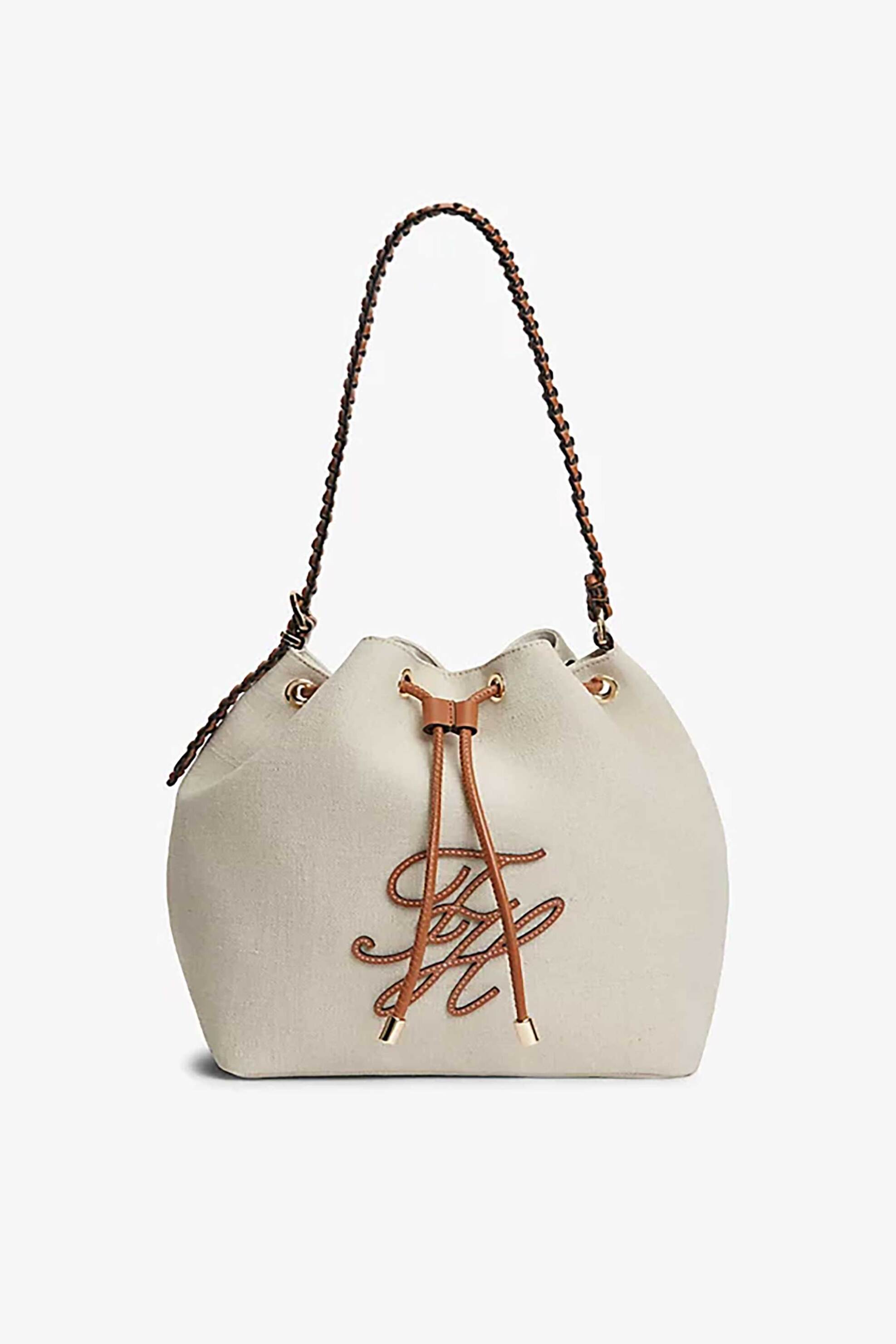 Tommy Hilfiger γυναικεία τσάντα bucket με κεντημένο λογότυπο "TH Elev" - AW0AW18631 Μπεζ