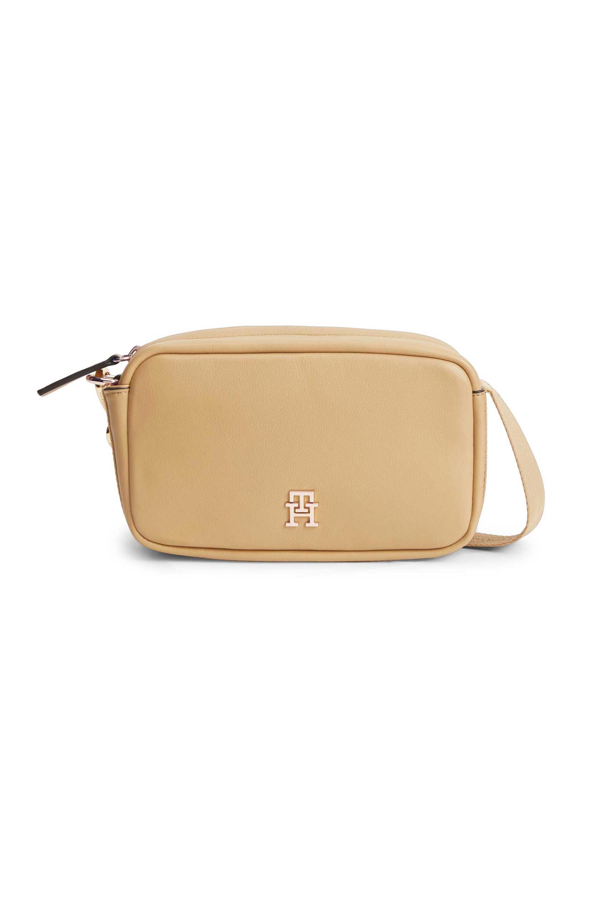 Tommy Hilfiger γυναικεία τσάντα crossbody με μεταλλικό λογότυπο - AW0AW18741 Μπεζ