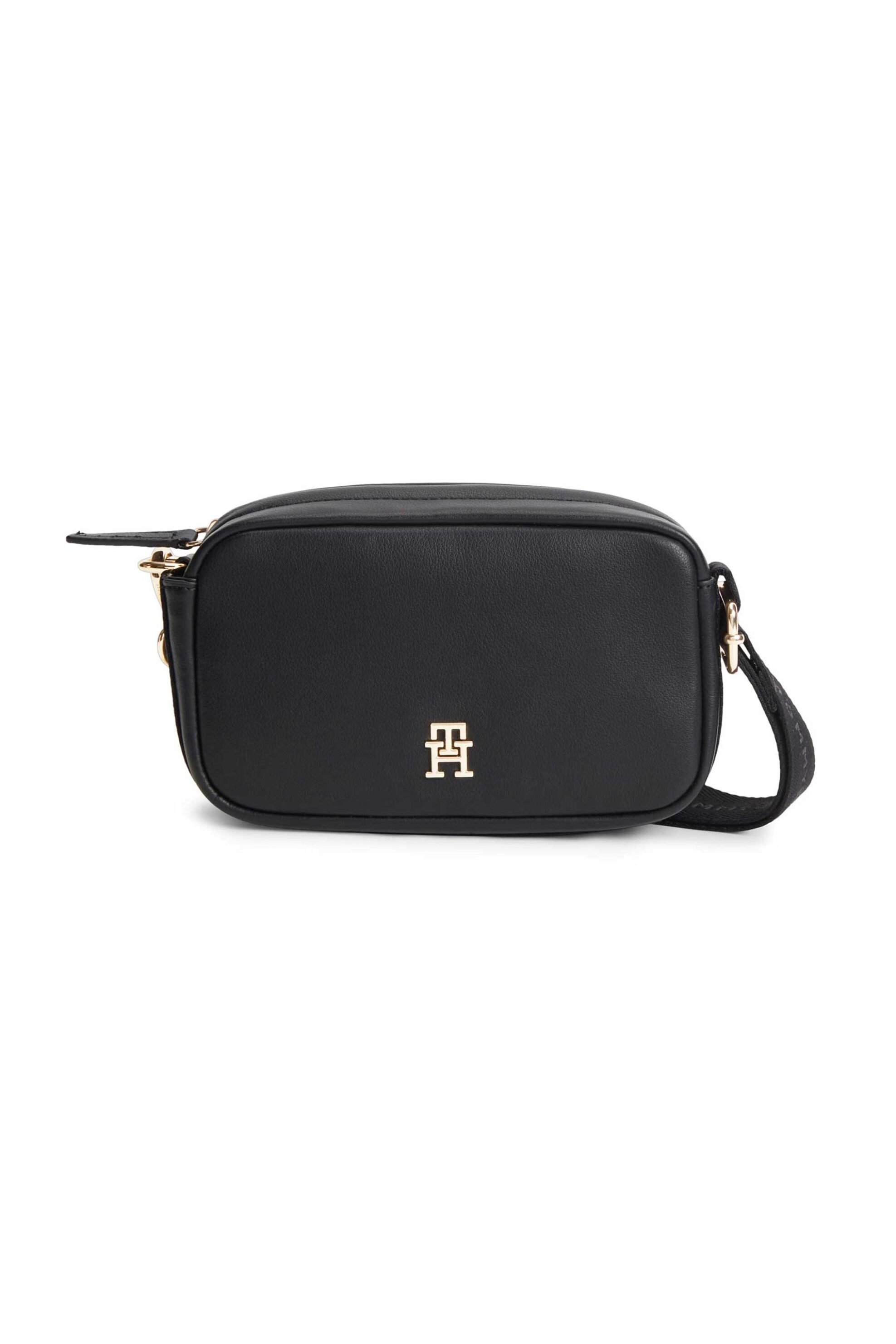 Tommy Hilfiger γυναικεία τσάντα crossbody με μεταλλικό λογότυπο - AW0AW18741 Μαύρο