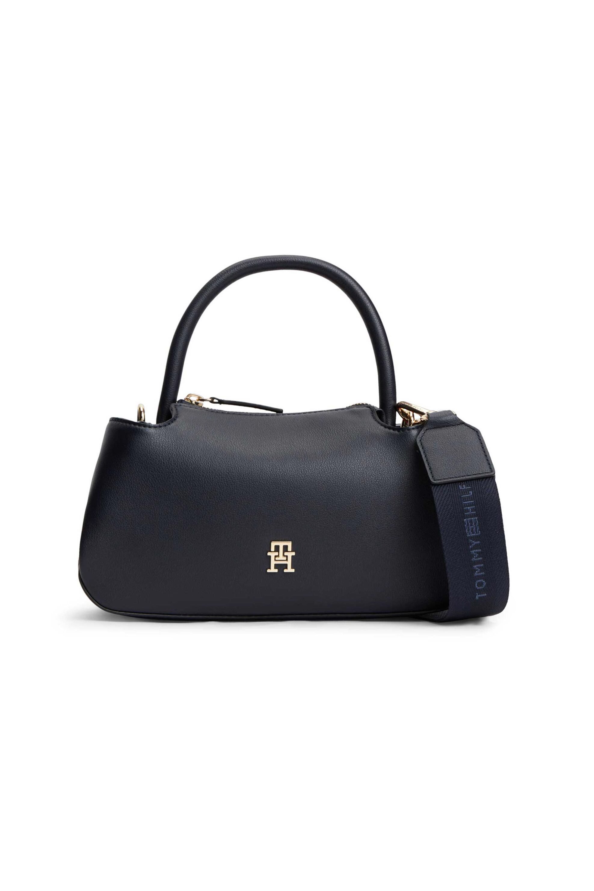 Tommy Hilfiger γυναικεία τσάντα χειρός με μεταλλικό λογότυπο - AW0AW18743 Μπλε Σκούρο