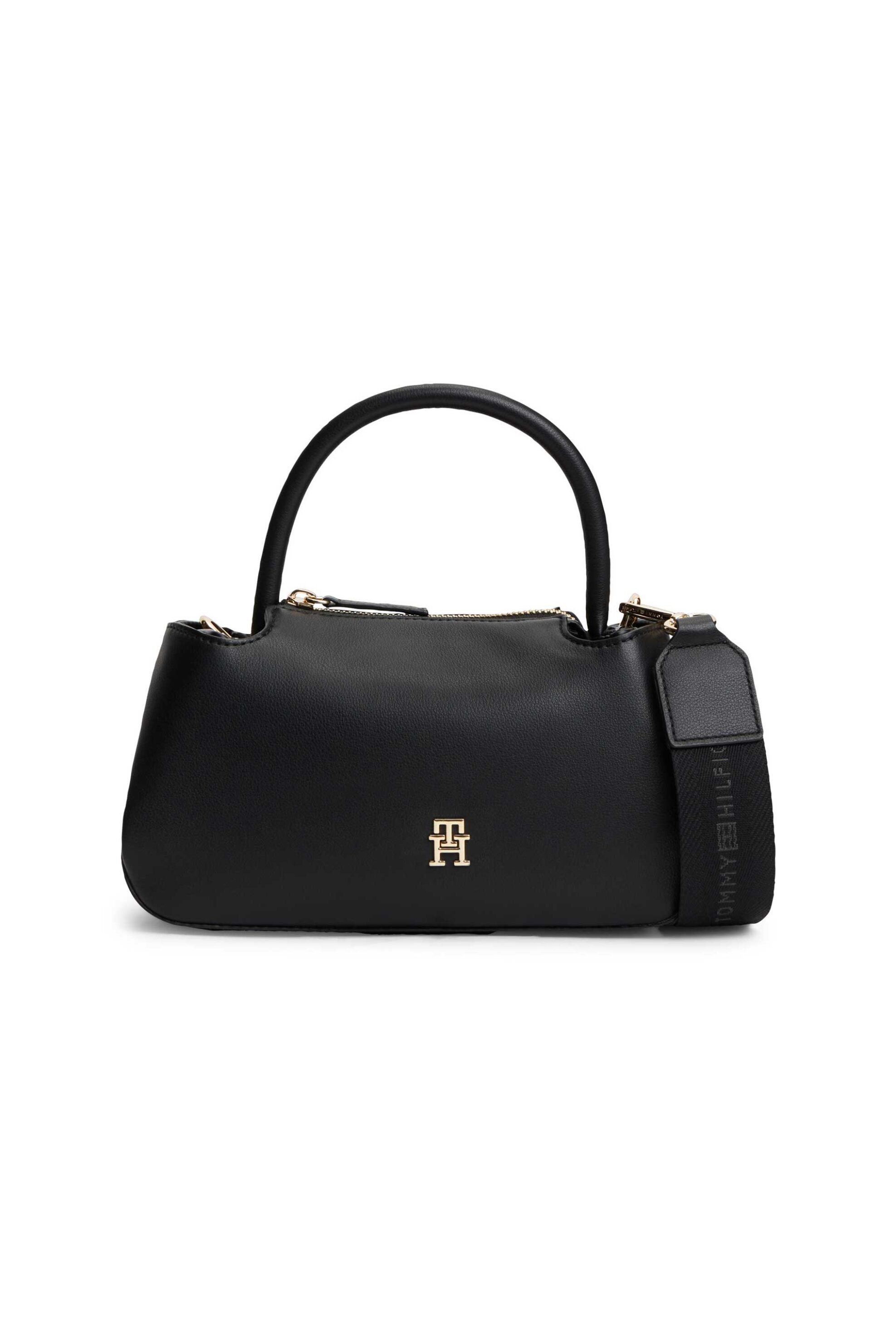 Tommy Hilfiger γυναικεία τσάντα χειρός με μεταλλικό λογότυπο - AW0AW18743 Μαύρο