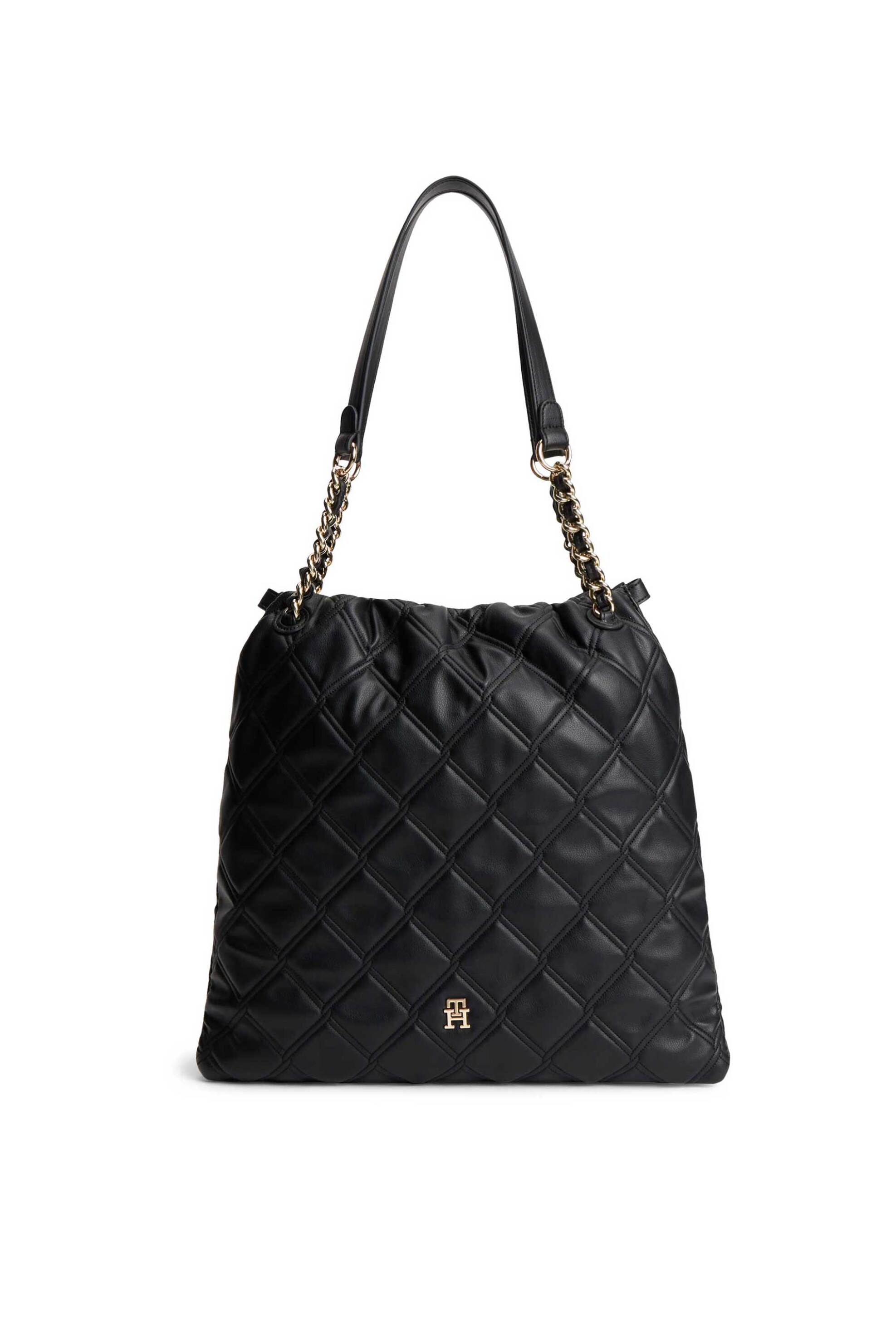 TOMMY HILFIGER Tommy Hilfiger γυναικεία τσάντα ώμου tote καπιτονέ - AW0AW18719 Μαύρο