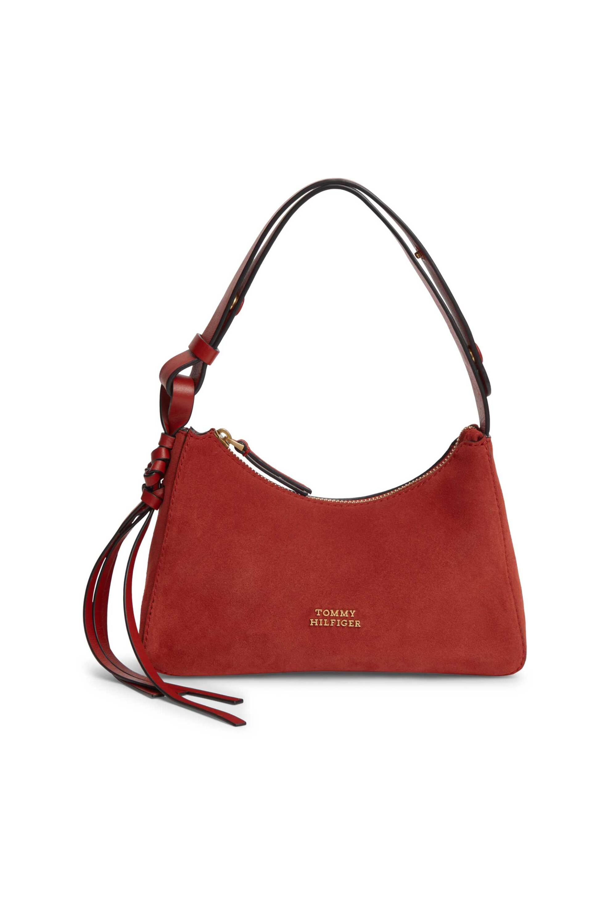Tommy Hilfiger γυναικεία τσάντα ώμου suede - AW0AW18823 Κόκκινο