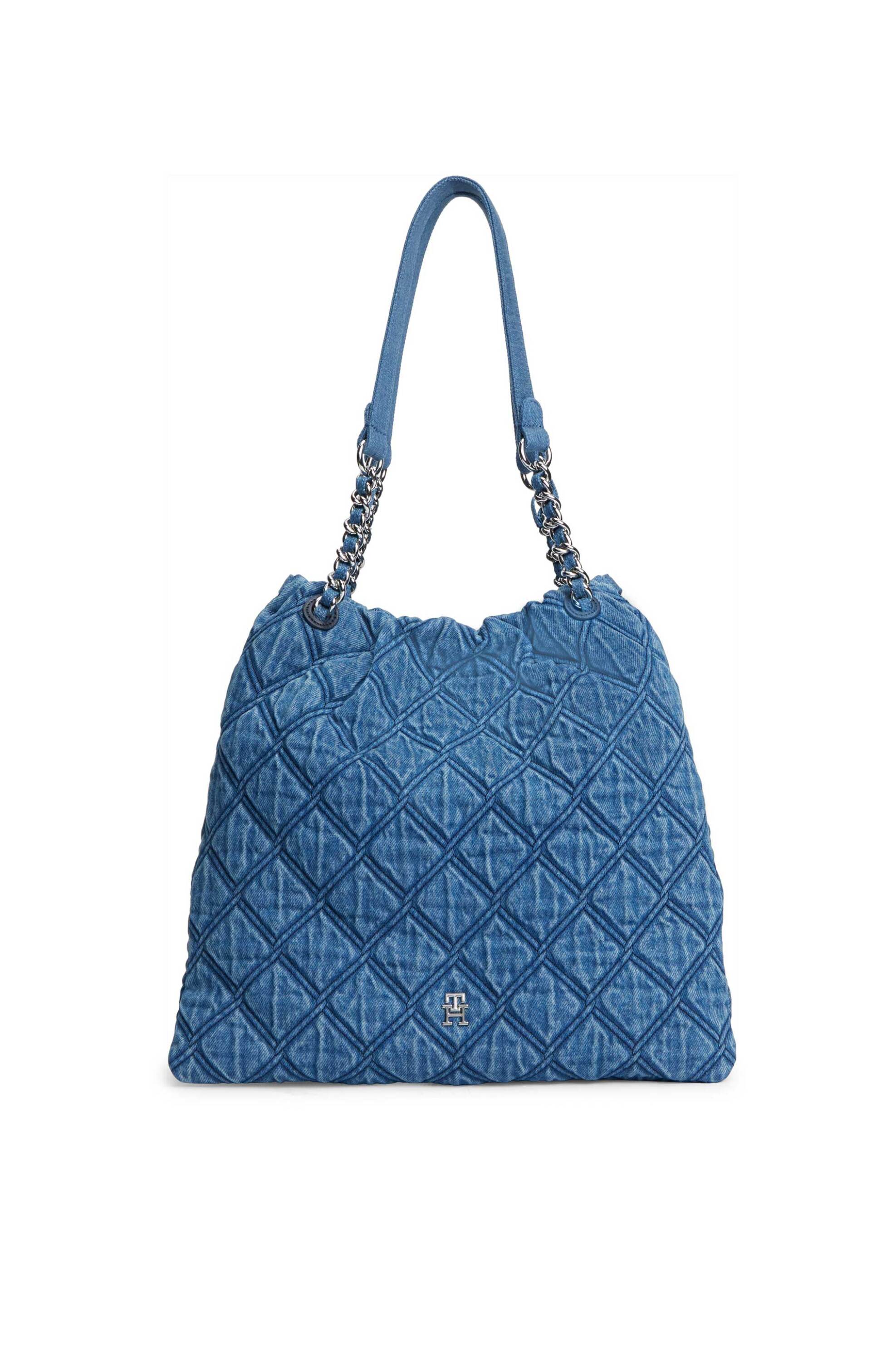 TOMMY HILFIGER Tommy Hilfiger γυναικεία τσάντα ώμου denim καπιτονέ - AW0AW18866 Denim Blue