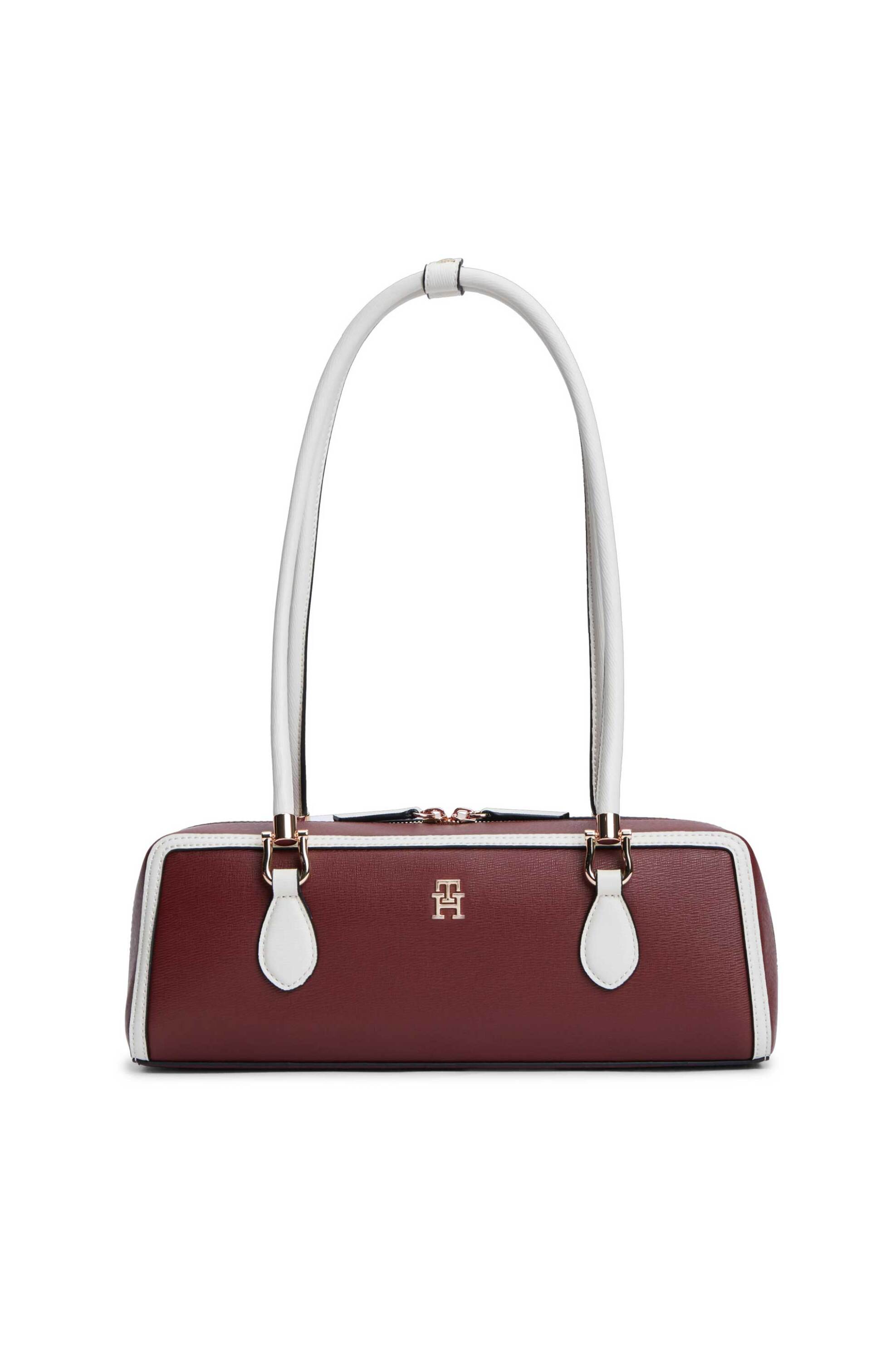 Tommy Hilfiger γυναικεία τσάντα ώμου με colour-blocked λεπτομέρεια - AW0AW18900 Μπορντό