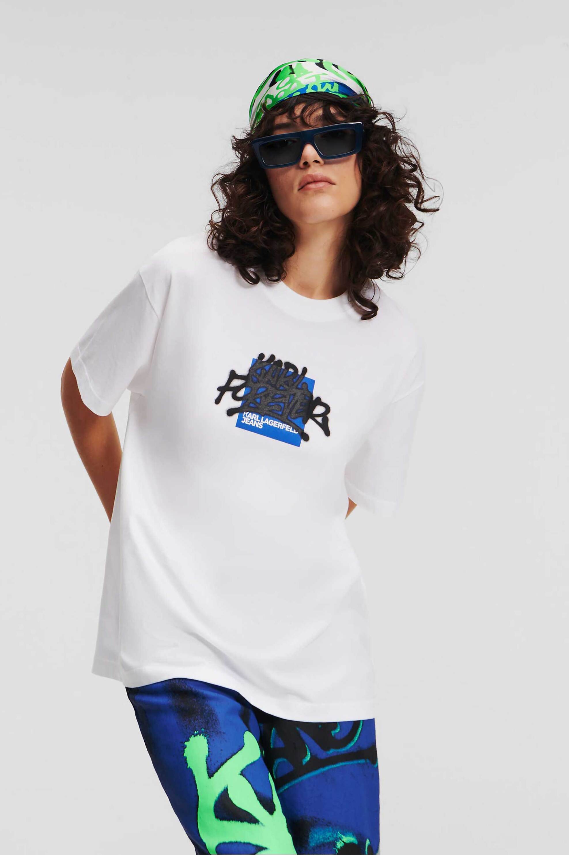 Γυναικεία Ρούχα & Αξεσουάρ > Γυναικεία Ρούχα > Γυναικεία Τοπ > Γυναικεία T-Shirts Karl Lagerfeld Jeans γυναικείο T-shirt μονόχρωμο "Klj X Crapule2000" - 241J1711 Λευκό