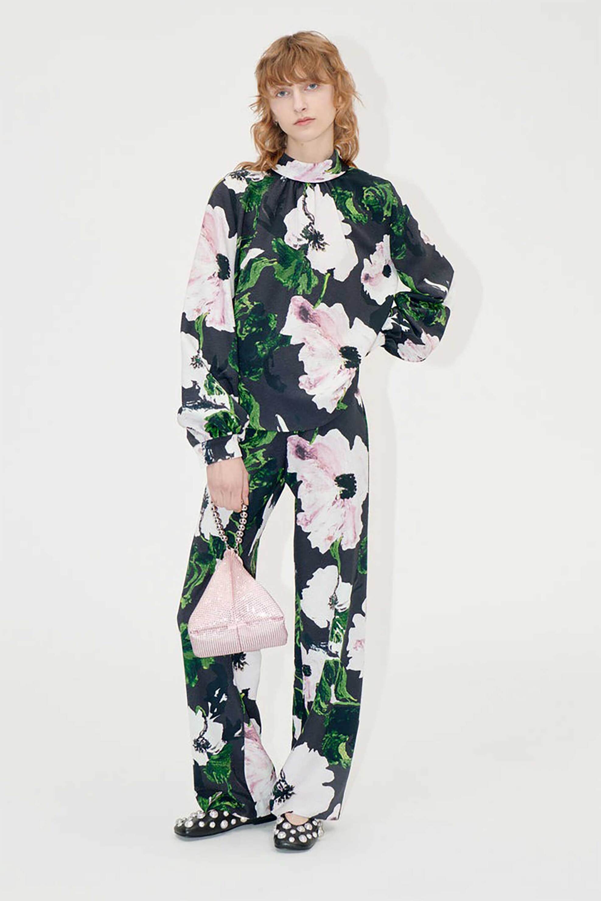  Stine Goya γυναικείο παντελόνι με floral print - SG-PS25-P009-2259 Μαύρο 2025