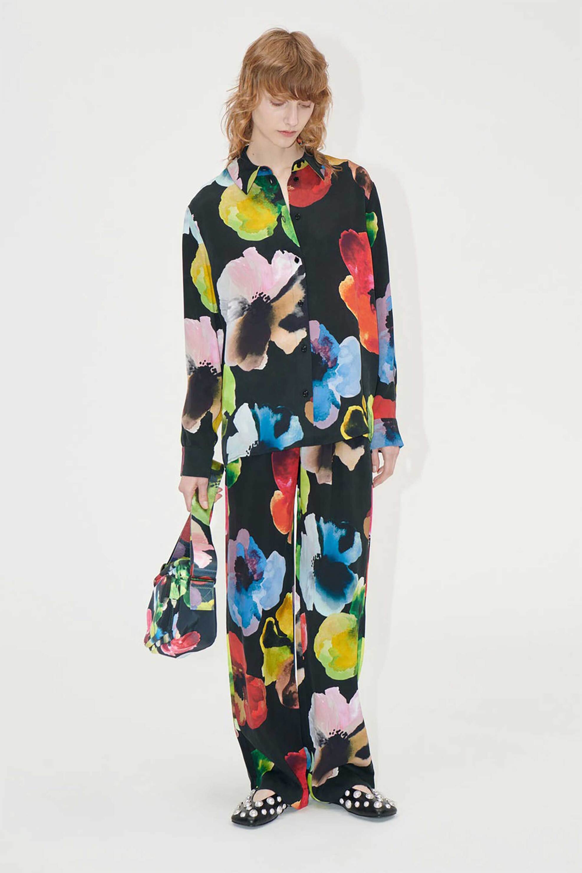  Stine Goya γυναικείο παντελόνι με floral print 
