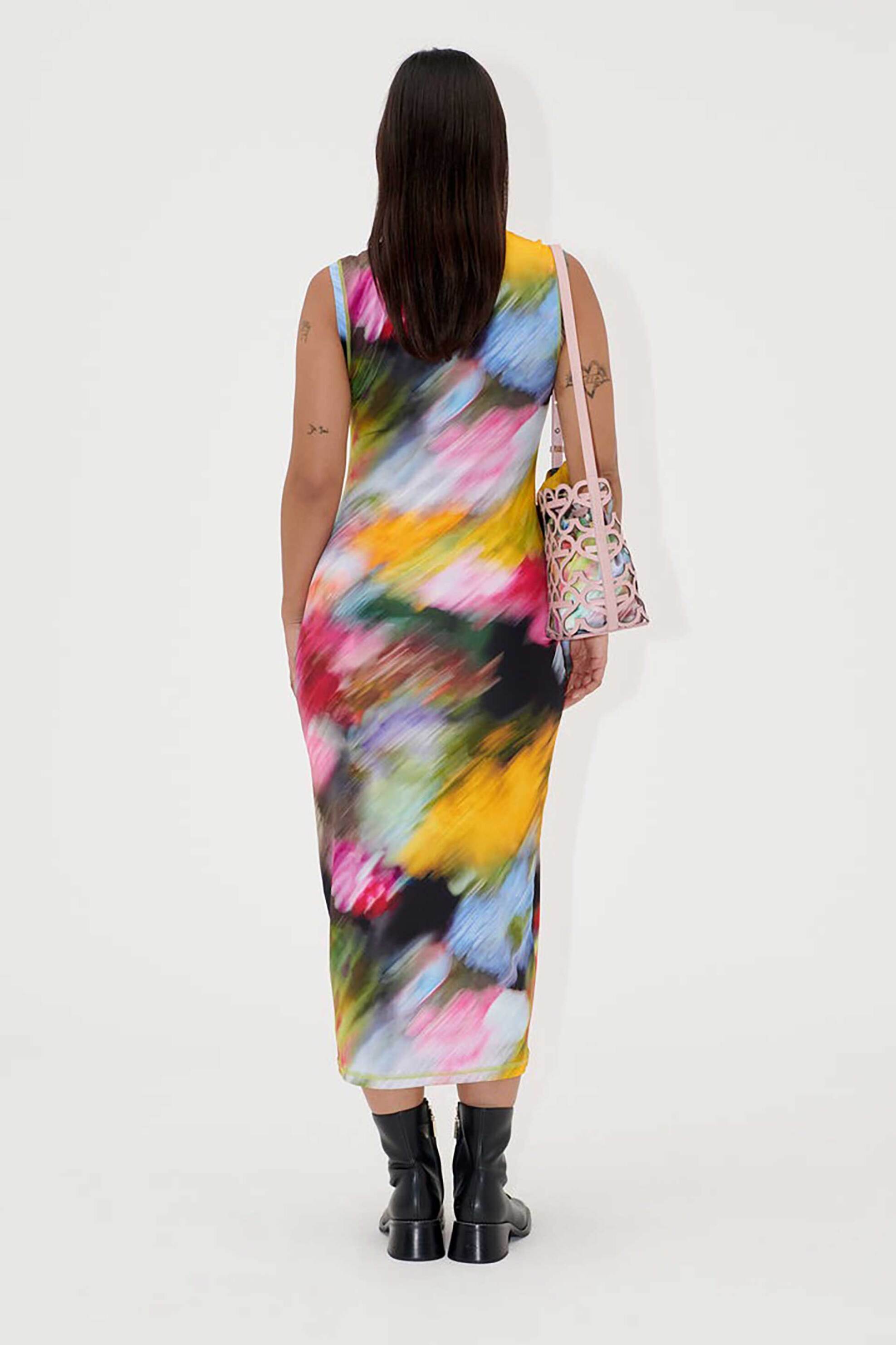 Stine Goya γυναικείο φόρεμα midi αμάνικο με floral print 