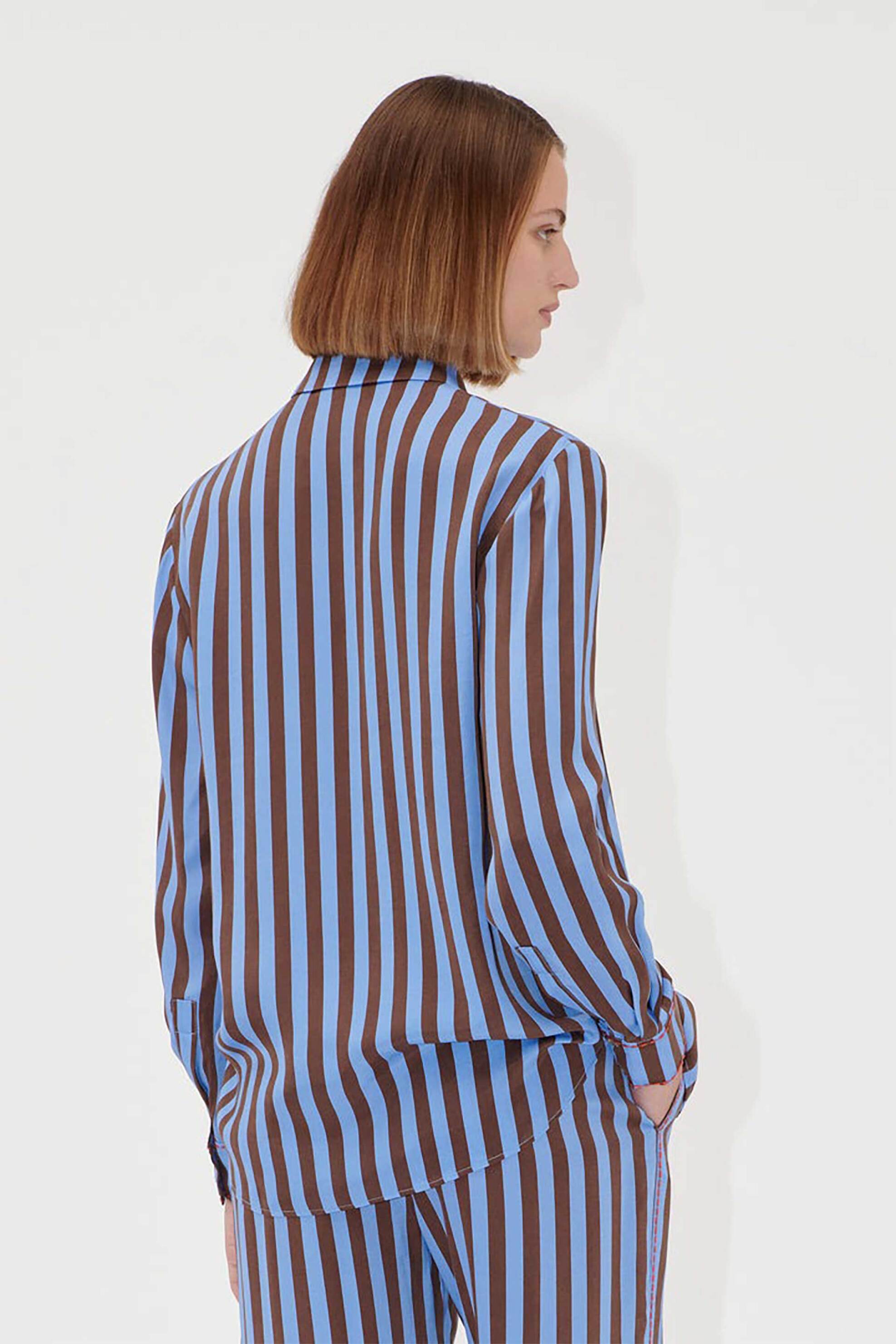 STINE GOYA Stine Goya γυναικείο πουκάμισο με ριγέ σχέδιο "Embroidery Stripe" - SG-SS25-S022E-2263 Γαλάζιο - 2