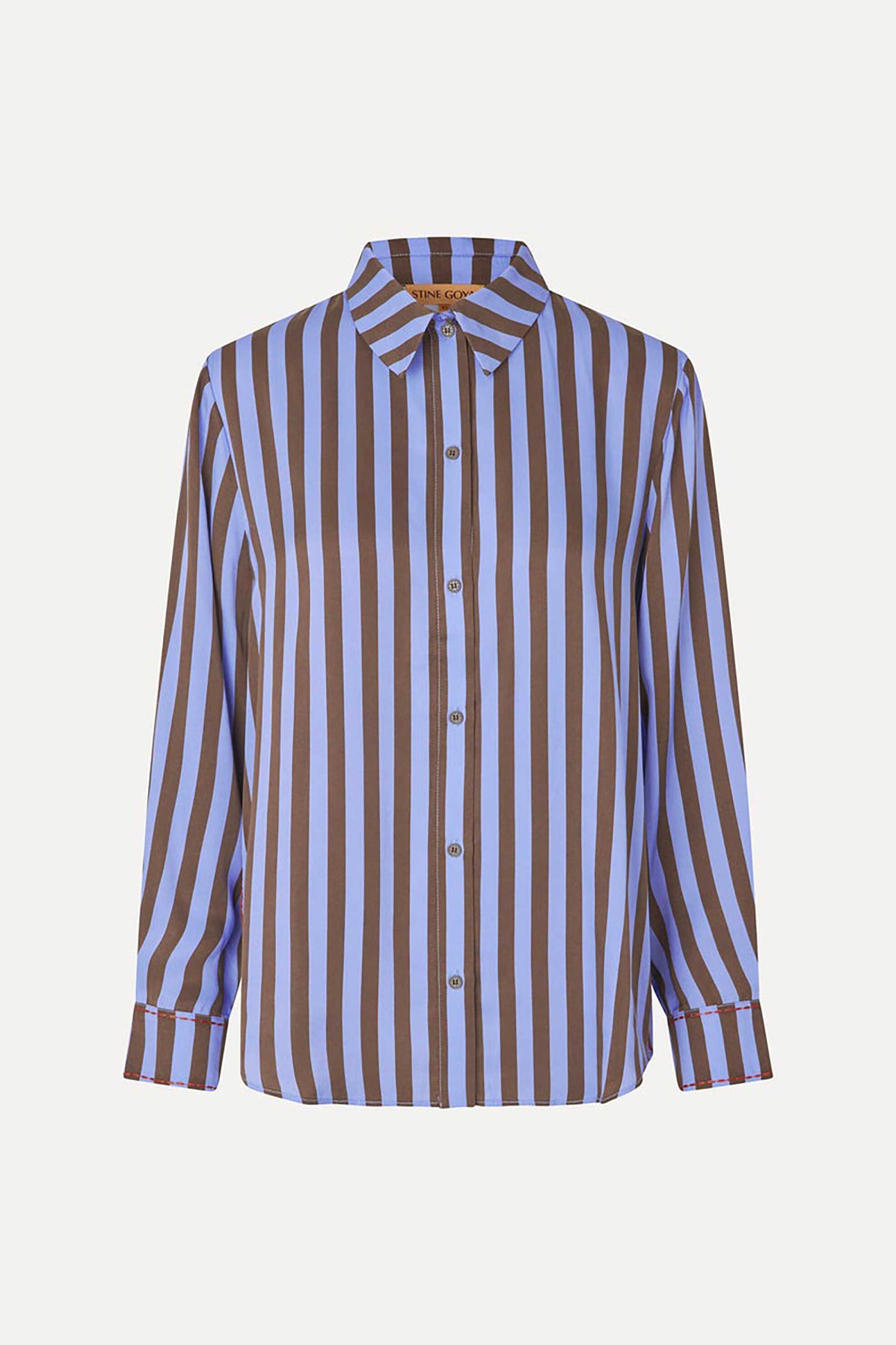 STINE GOYA Stine Goya γυναικείο πουκάμισο με ριγέ σχέδιο "Embroidery Stripe" - SG-SS25-S022E-2263 Γαλάζιο - 3