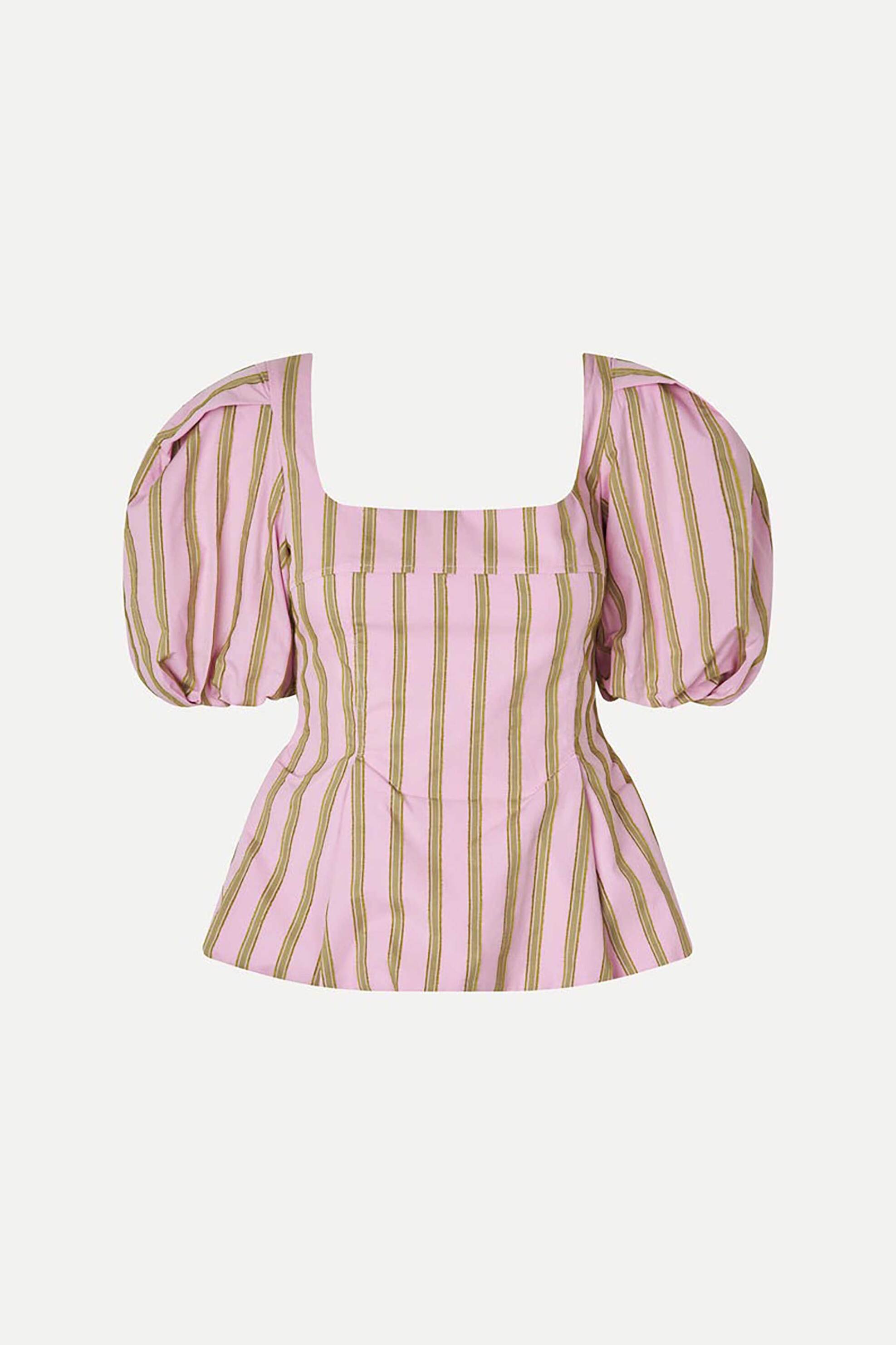 Stine Goya Γυναικείο Τοπ με Balloon Μανίκια Wallpaper Stripes - Sg-Ss25-T055-2344 Ροζ